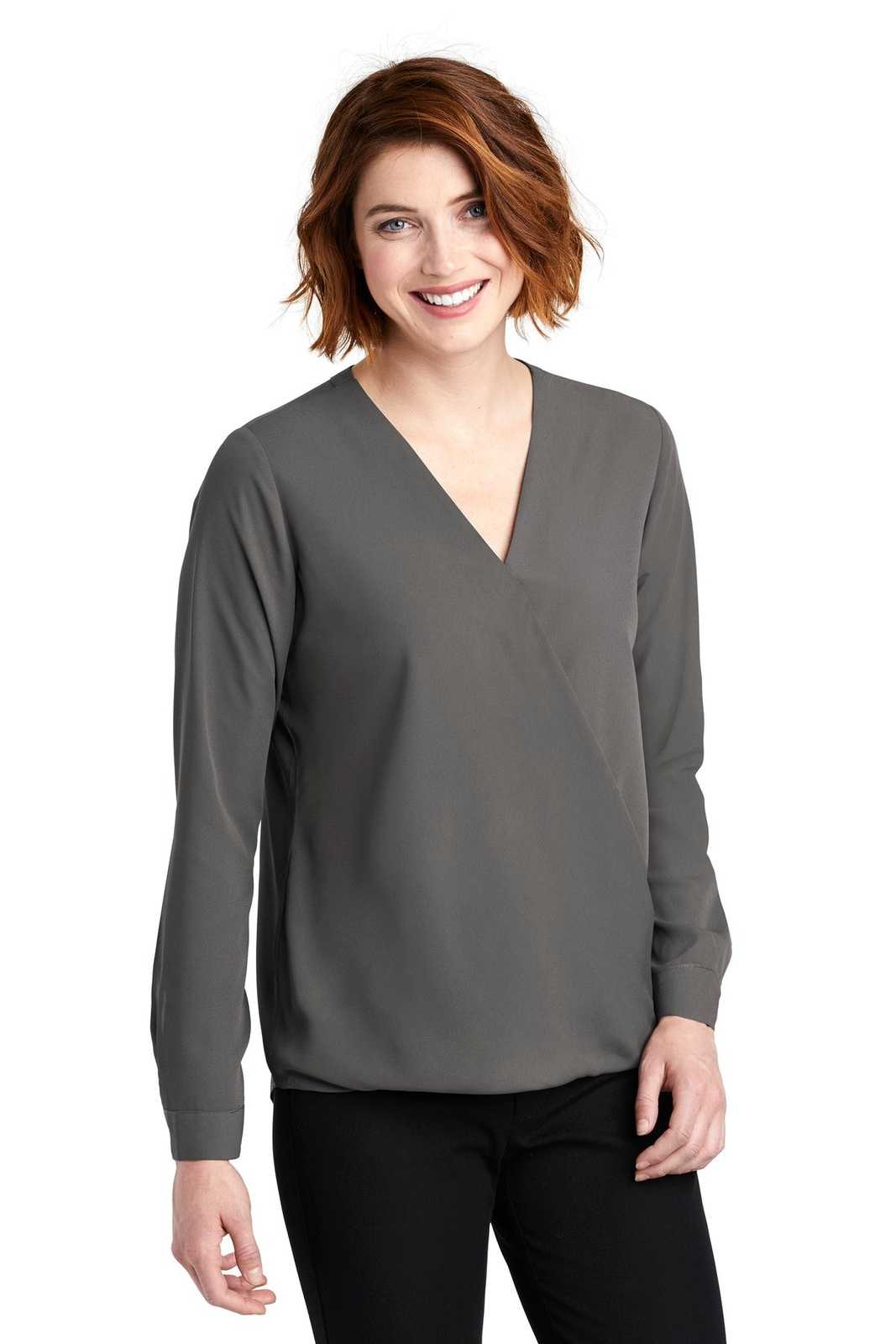 Port Authority LW702 Ladies Wrap Blouse - Sterling Gray - HIT a Double - 4