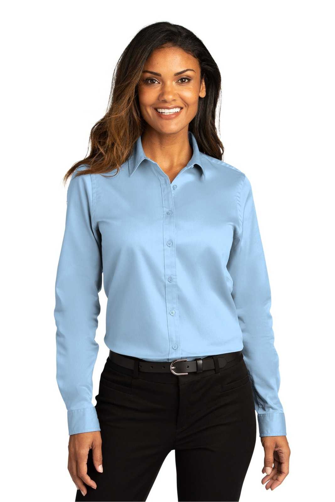 Port Authority LW808 Ladies Long Sleeve SuperPro React Twill Shirt - Cloud Blue - HIT a Double - 1