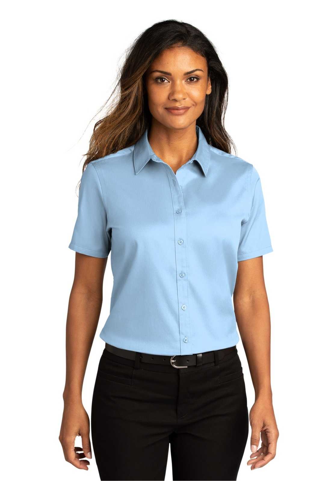 Port Authority LW809 Ladies Long Sleeve SuperPro React Twill Shirt - Cloud Blue - HIT a Double - 1