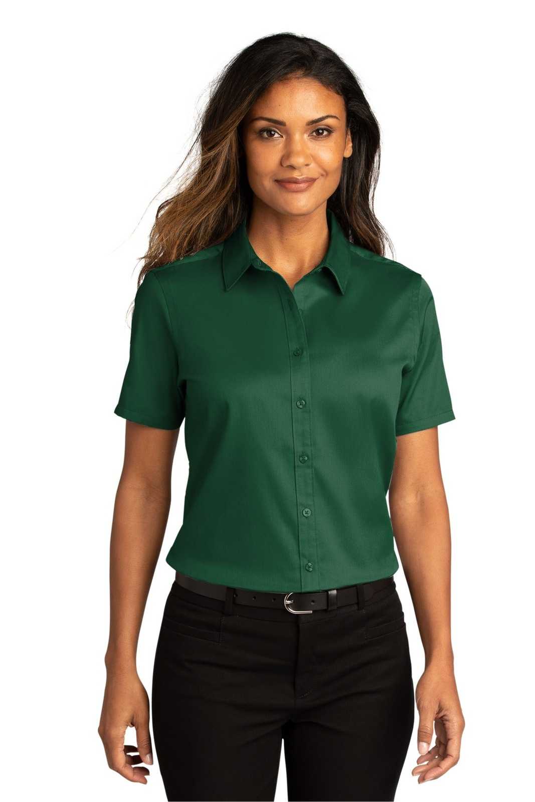 Port Authority LW809 Ladies Long Sleeve SuperPro React Twill Shirt - Dark Green - HIT a Double - 1