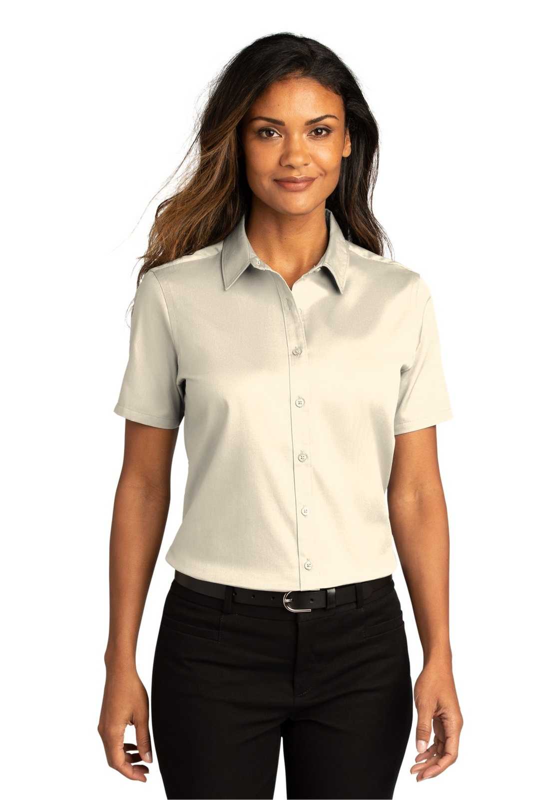 Port Authority LW809 Ladies Long Sleeve SuperPro React Twill Shirt - Ecru - HIT a Double - 1