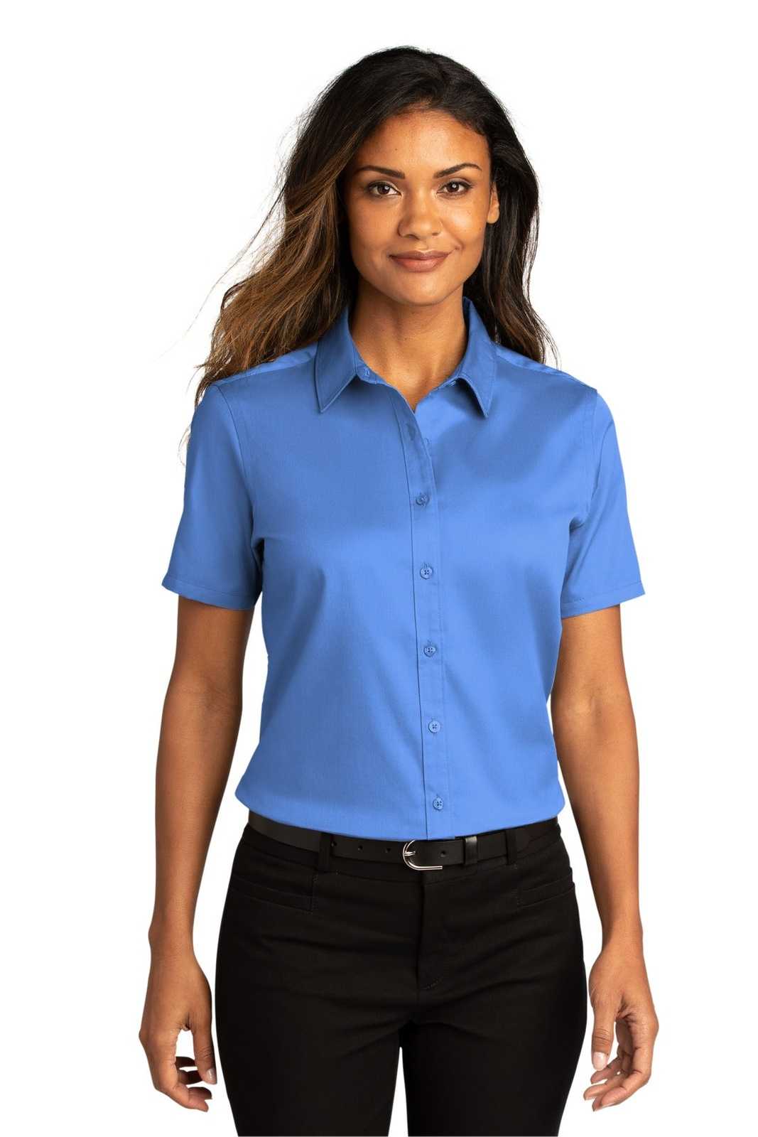 Port Authority LW809 Ladies Long Sleeve SuperPro React Twill Shirt - Ultramarine Blue - HIT a Double - 1