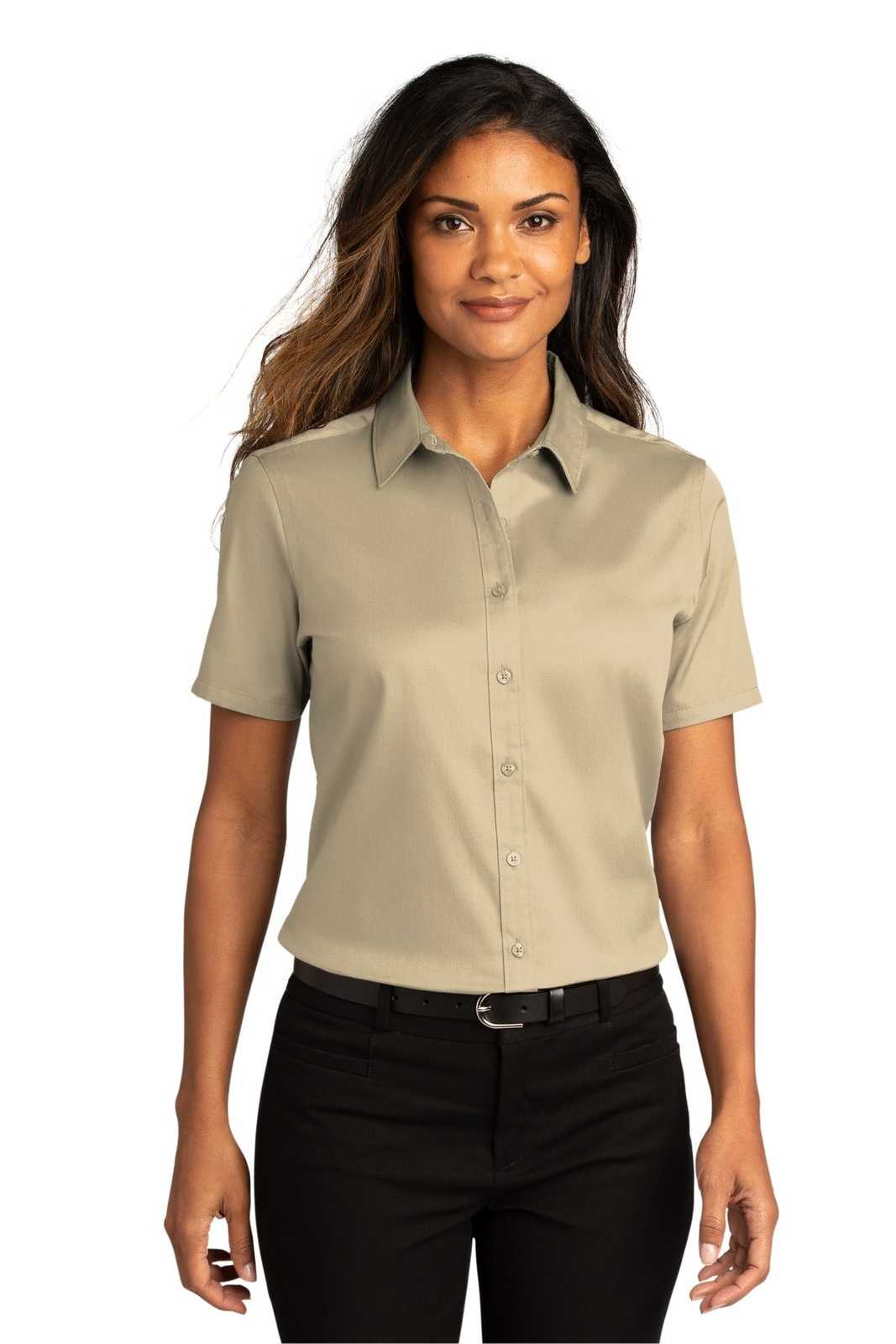 Port Authority LW809 Ladies Long Sleeve SuperPro React Twill Shirt - Wheat - HIT a Double - 1
