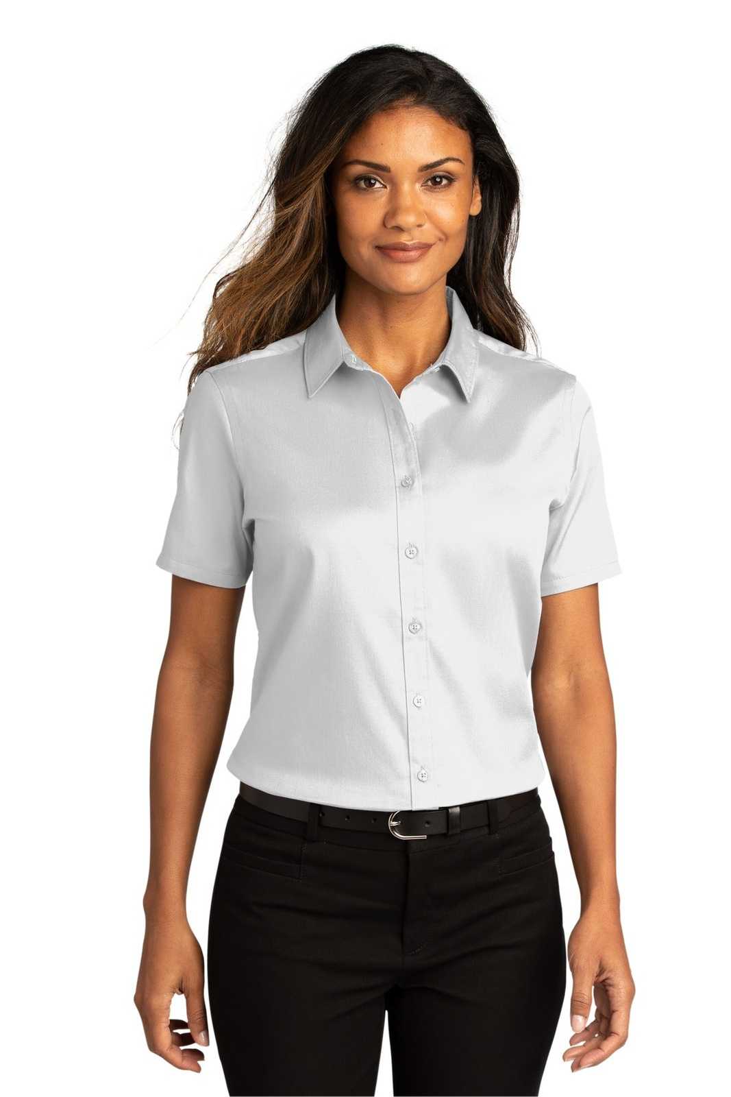 Port Authority LW809 Ladies Long Sleeve SuperPro React Twill Shirt - White - HIT a Double - 1