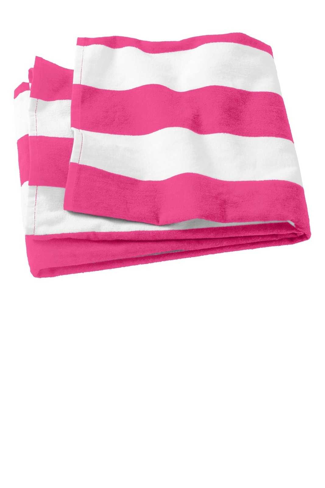 Port Authority PT43 Cabana Stripe Beach Towel - Tropical Pink - HIT a Double - 1