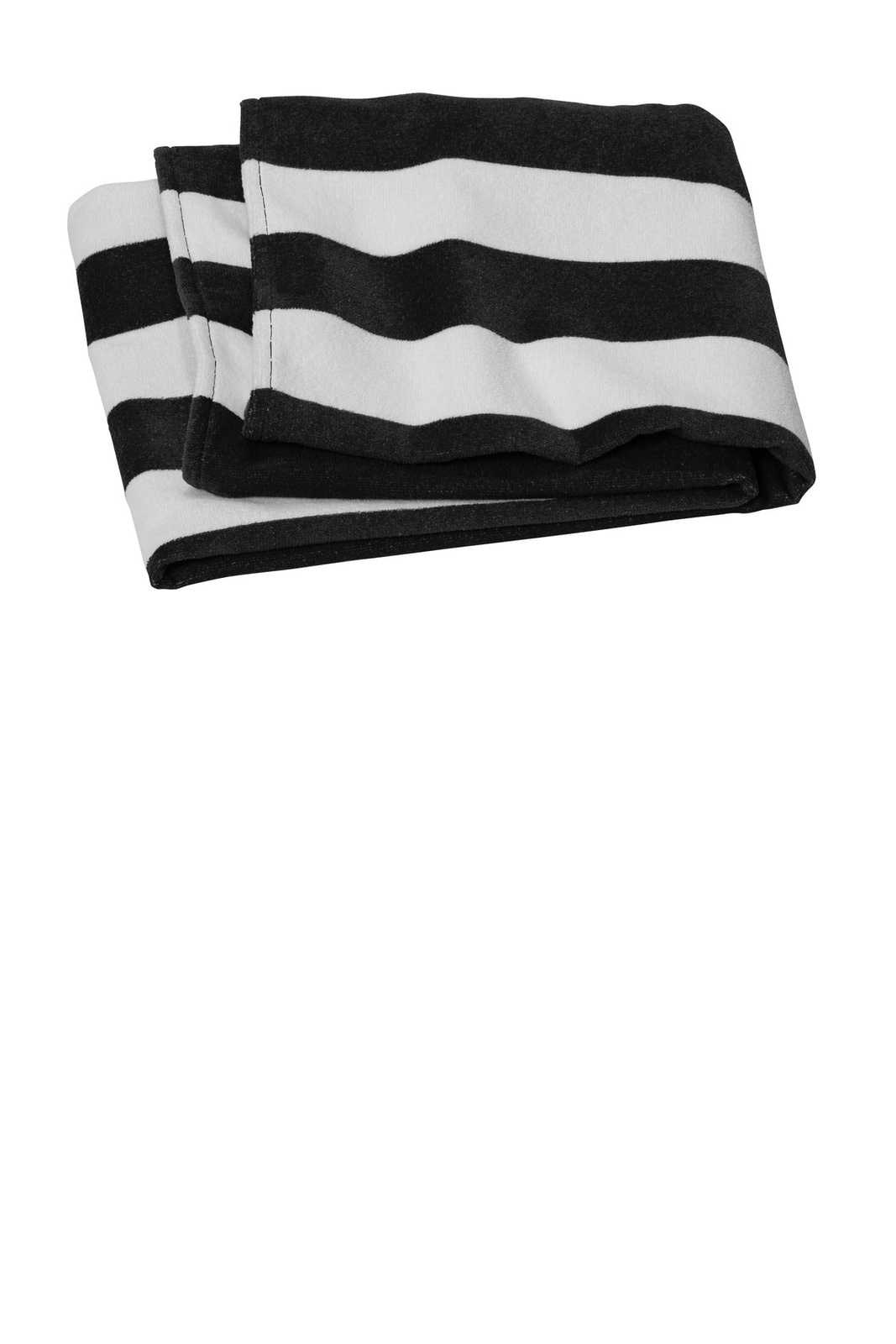 Port Authority PT45 Value Cabana Stripe Beach Towel - Black - HIT a Double - 1