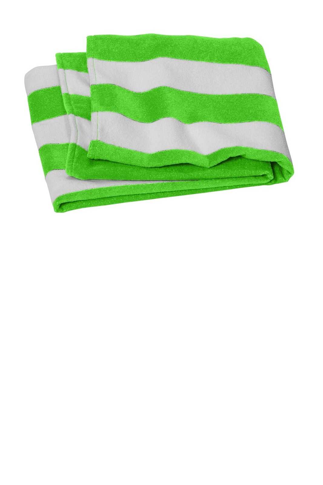 Port Authority PT45 Value Cabana Stripe Beach Towel - Bright Lime - HIT a Double - 1