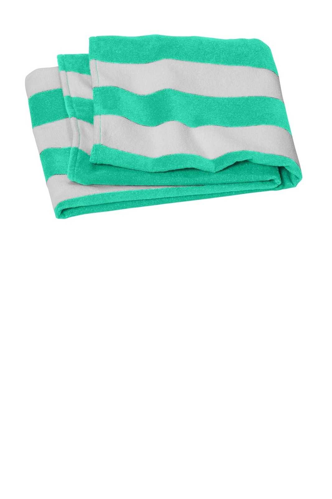 Port Authority PT45 Value Cabana Stripe Beach Towel - Bright Seafoam - HIT a Double - 1