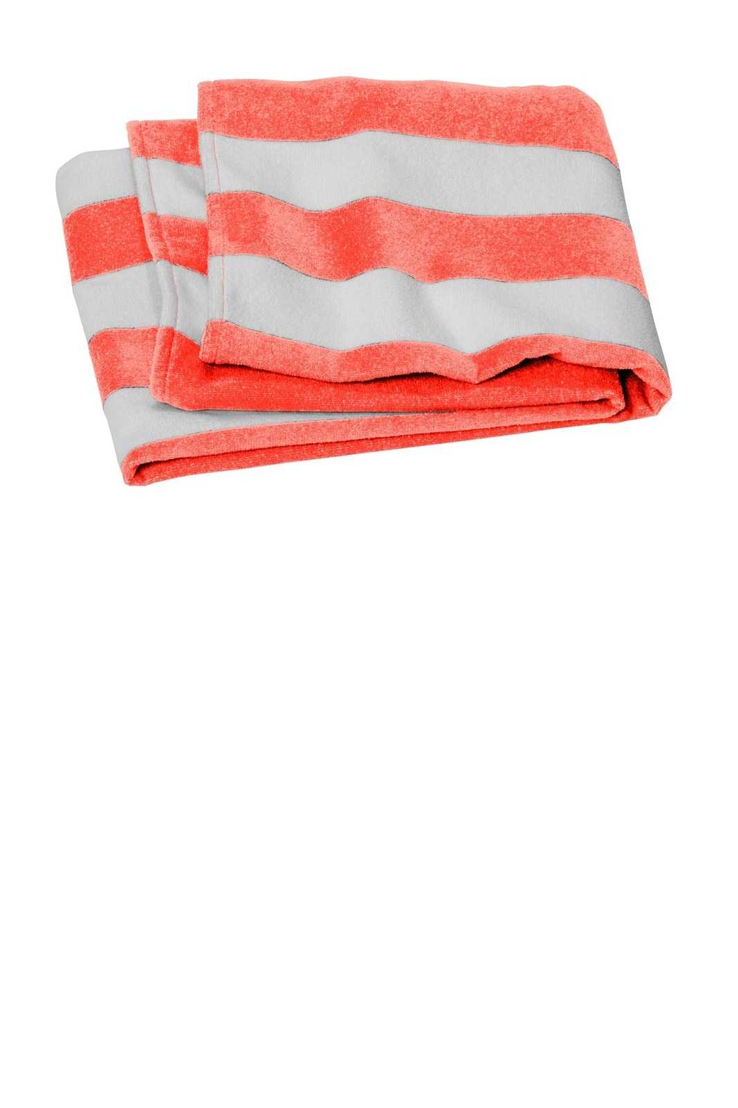 Port Authority PT45 Value Cabana Stripe Beach Towel - Papaya - HIT a Double - 1