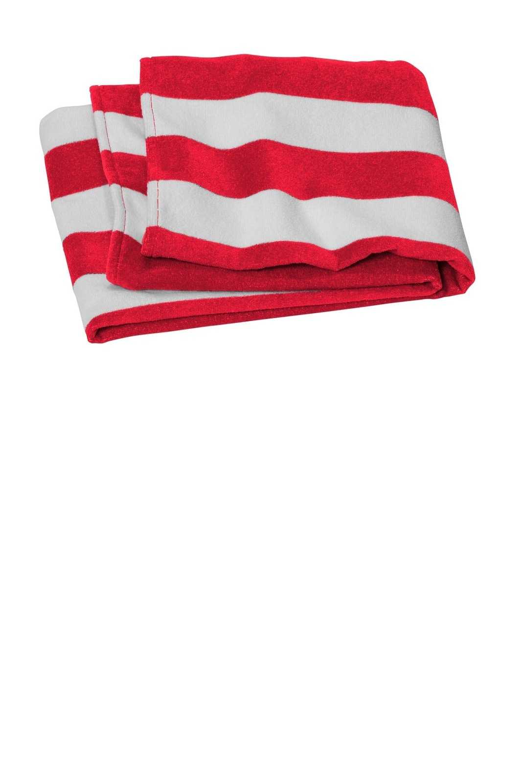 Port Authority PT45 Value Cabana Stripe Beach Towel - Red - HIT a Double - 1