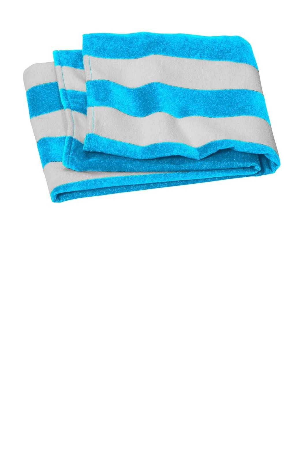 Port Authority PT45 Value Cabana Stripe Beach Towel - Turquoise - HIT a Double - 1