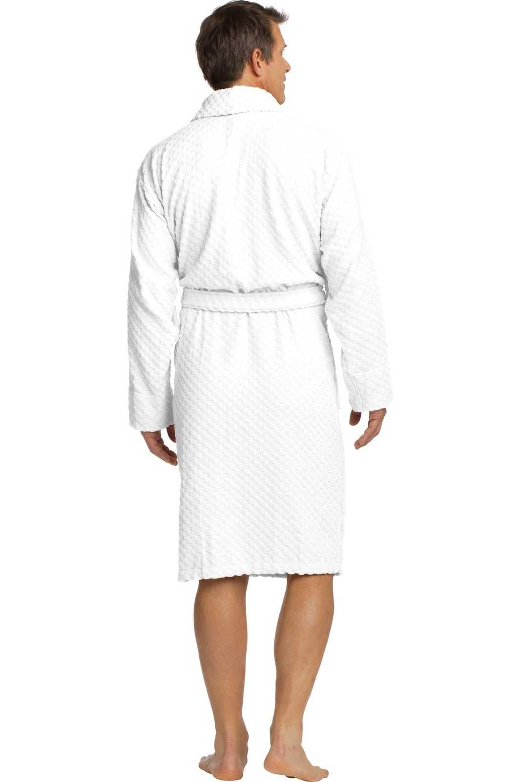 Port Authority R103 Checkered Terry Shawl Collar Robe - White - HIT a Double - 2