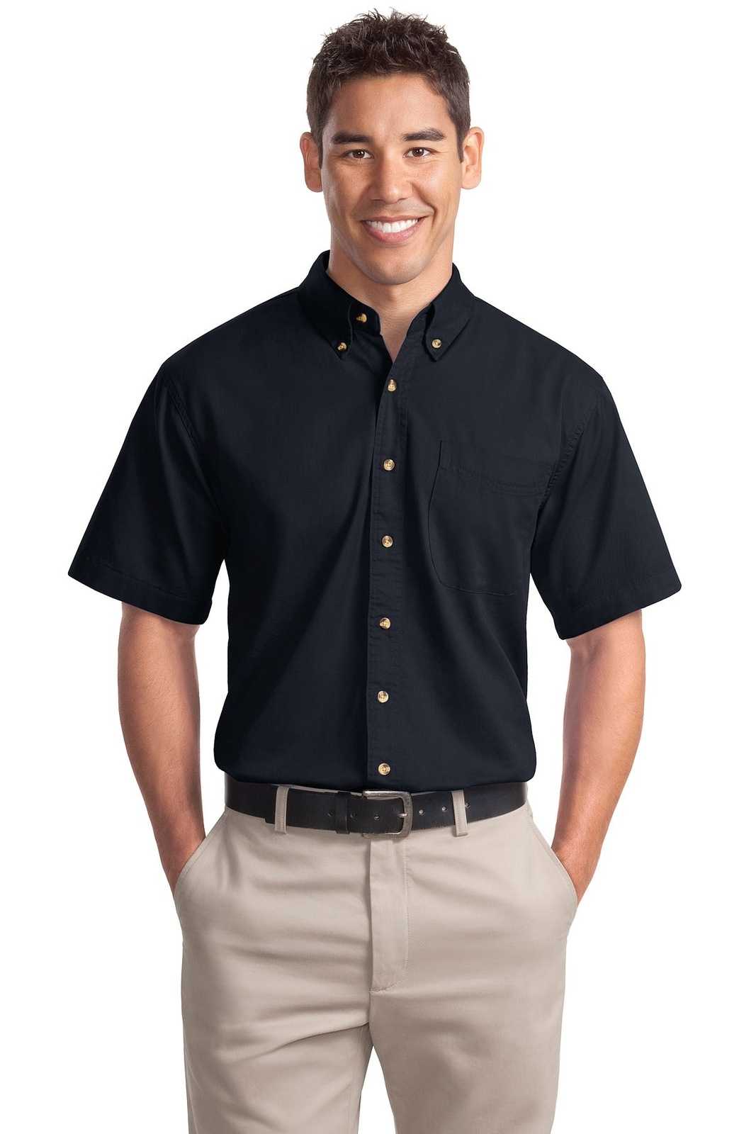 Port Authority S500T Short Sleeve Twill Shirt - Classic Navy - HIT a Double - 1