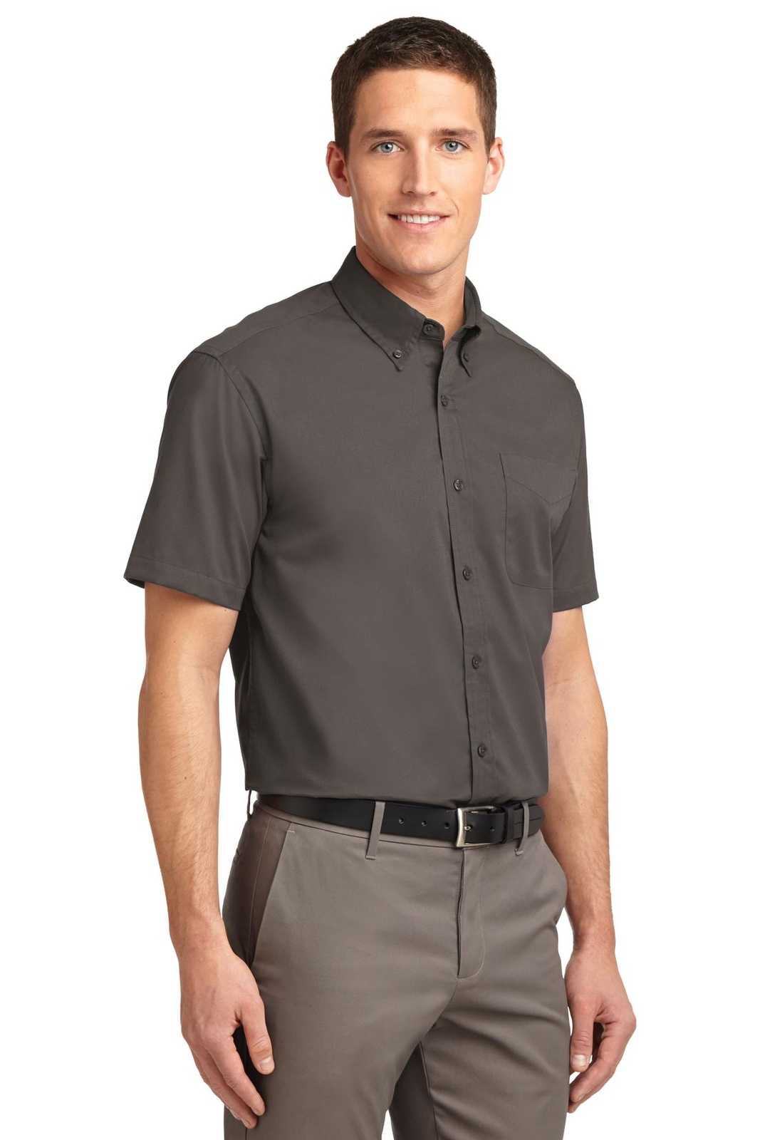 Port Authority S508 Short Sleeve Easy Care Shirt - Bark - HIT a Double - 4