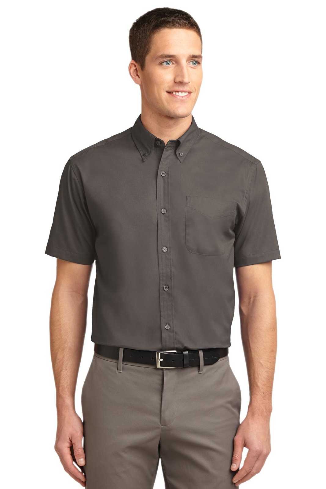 Port Authority S508 Short Sleeve Easy Care Shirt - Bark - HIT a Double - 1