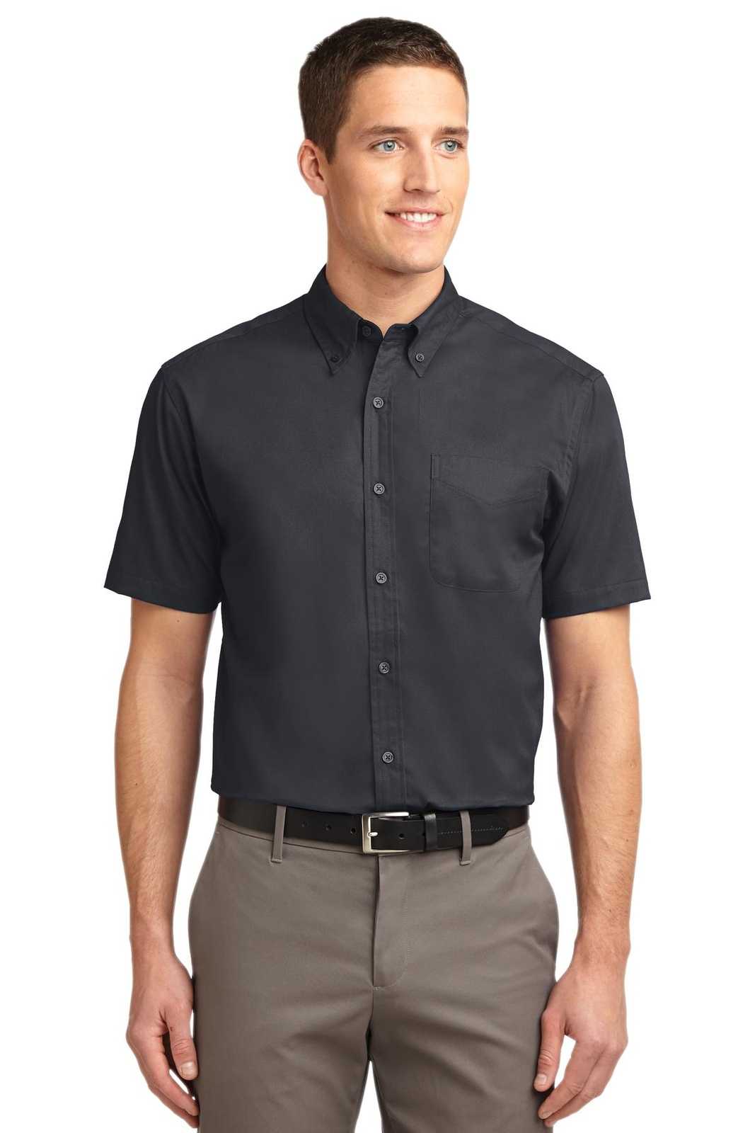 Port Authority S508 Short Sleeve Easy Care Shirt - Classic Navy Light Stone - HIT a Double - 1