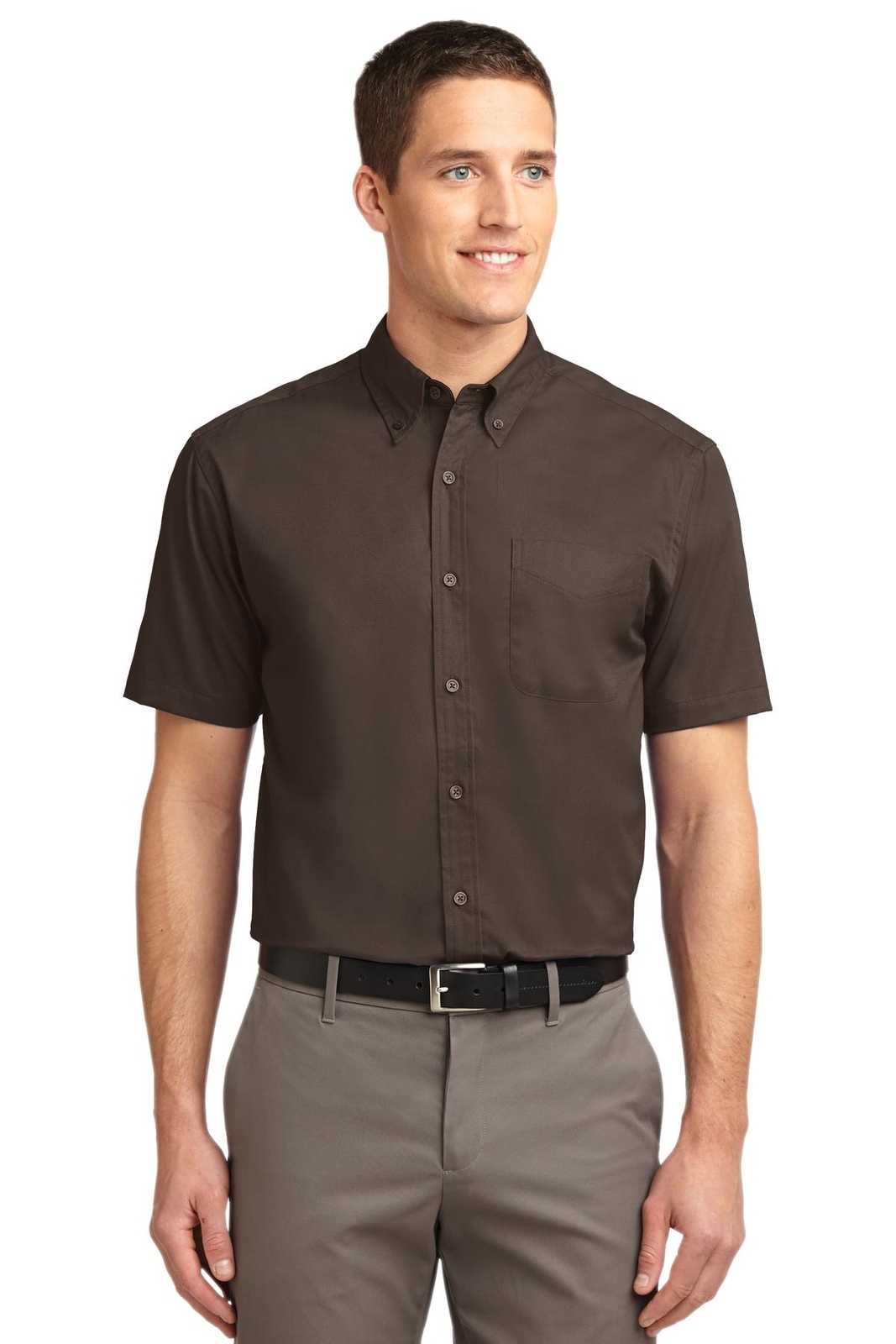Port Authority S508 Short Sleeve Easy Care Shirt - Coffee Bean Light Stone - HIT a Double - 1