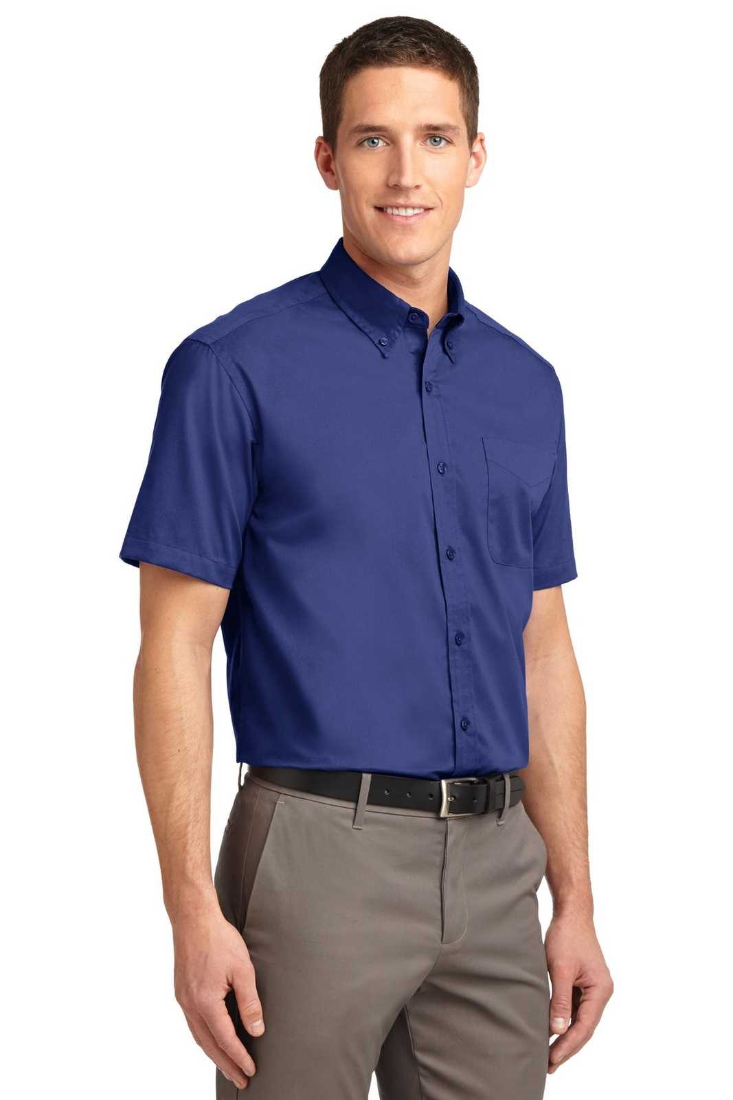 Port Authority S508 Short Sleeve Easy Care Shirt - Mediterranean Blue - HIT a Double - 4