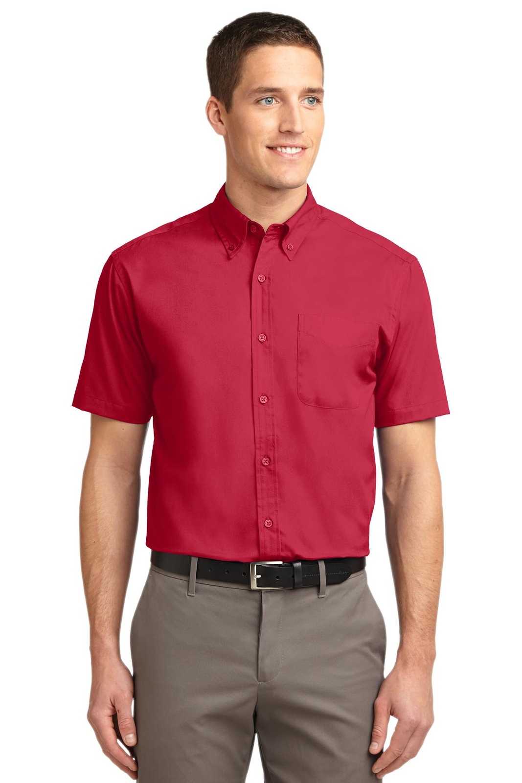Port Authority S508 Short Sleeve Easy Care Shirt - Red Light Stone - HIT a Double - 1