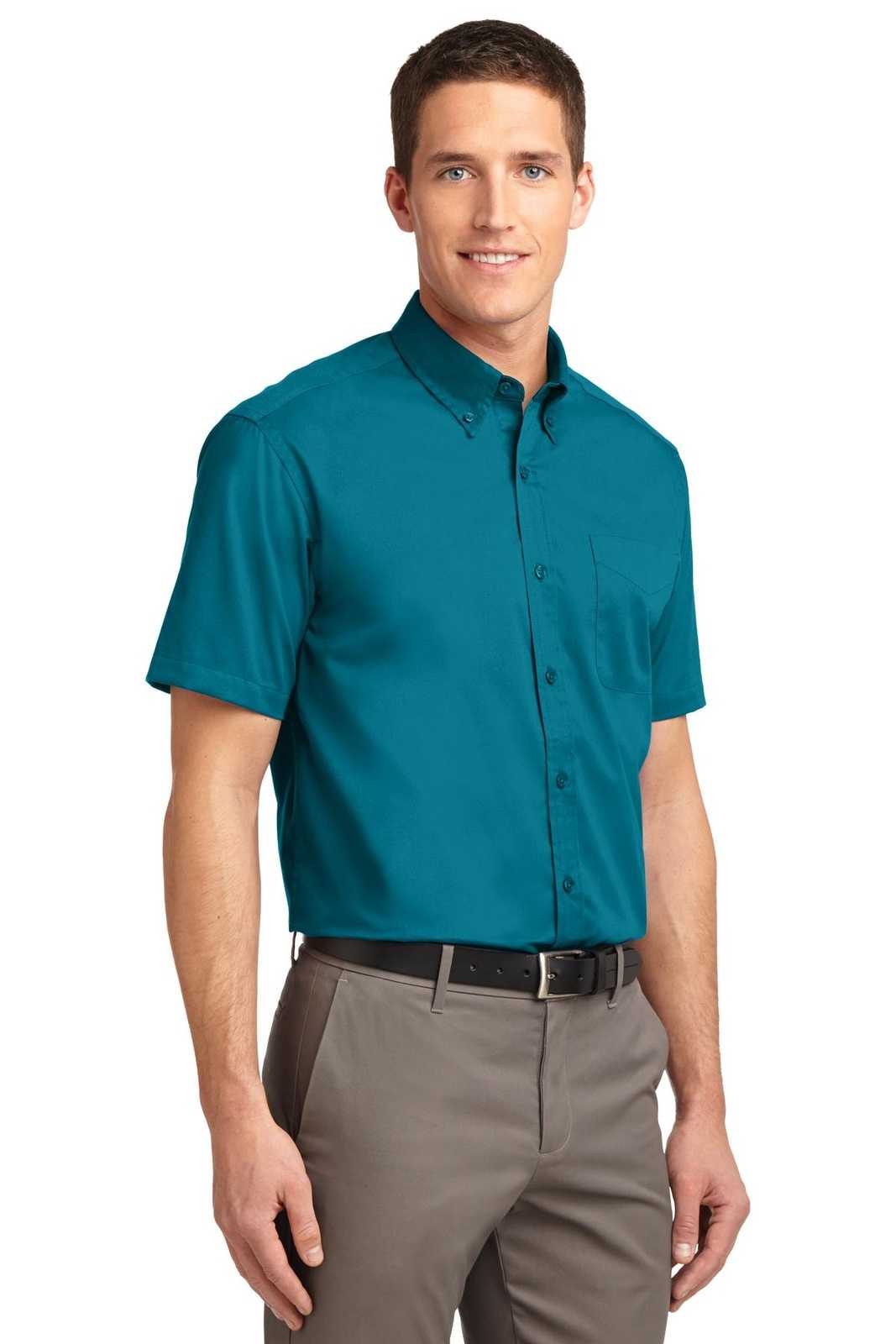 Port Authority S508 Short Sleeve Easy Care Shirt - Teal Green - HIT a Double - 4
