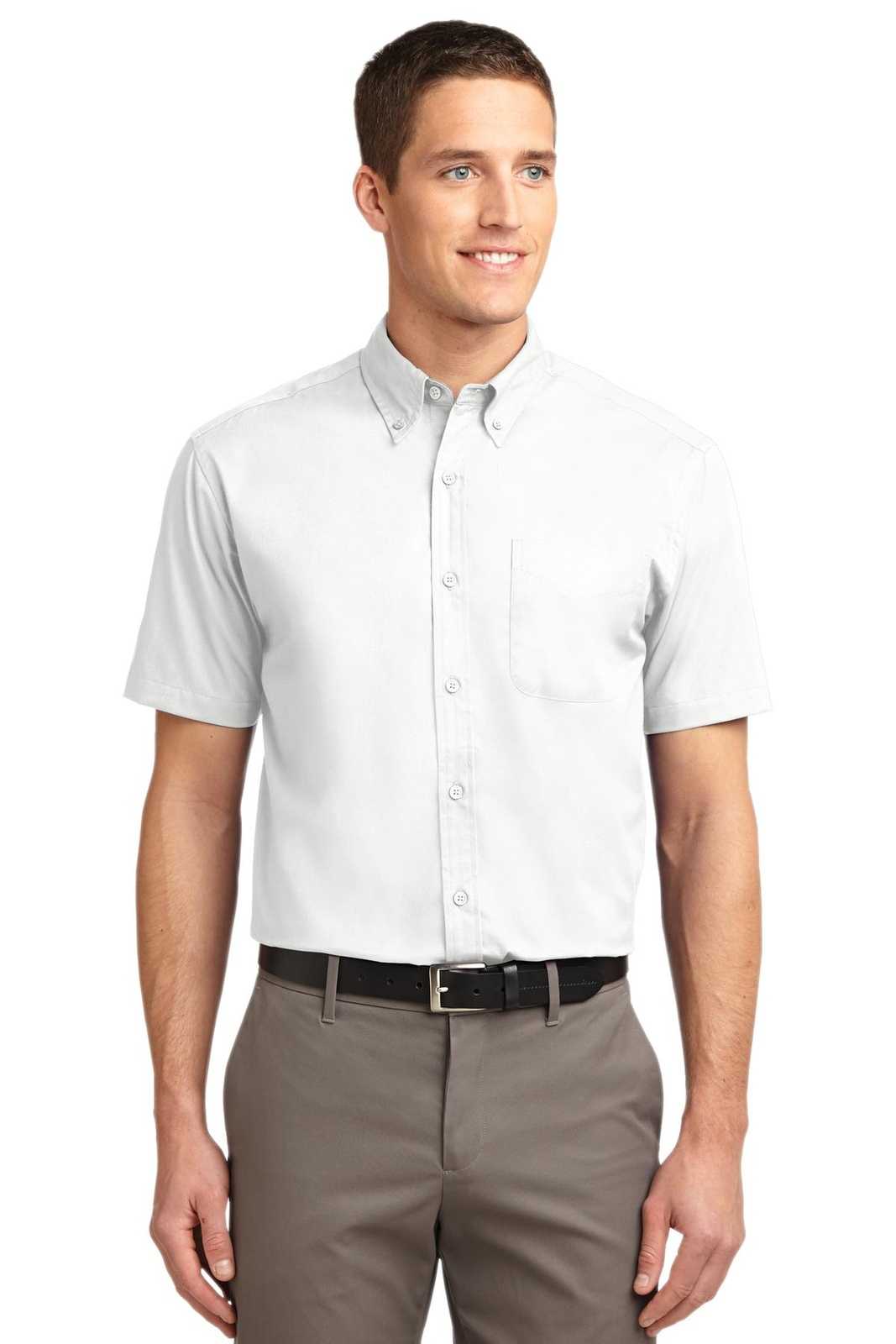 Port Authority S508 Short Sleeve Easy Care Shirt - White Light Stone - HIT a Double - 1