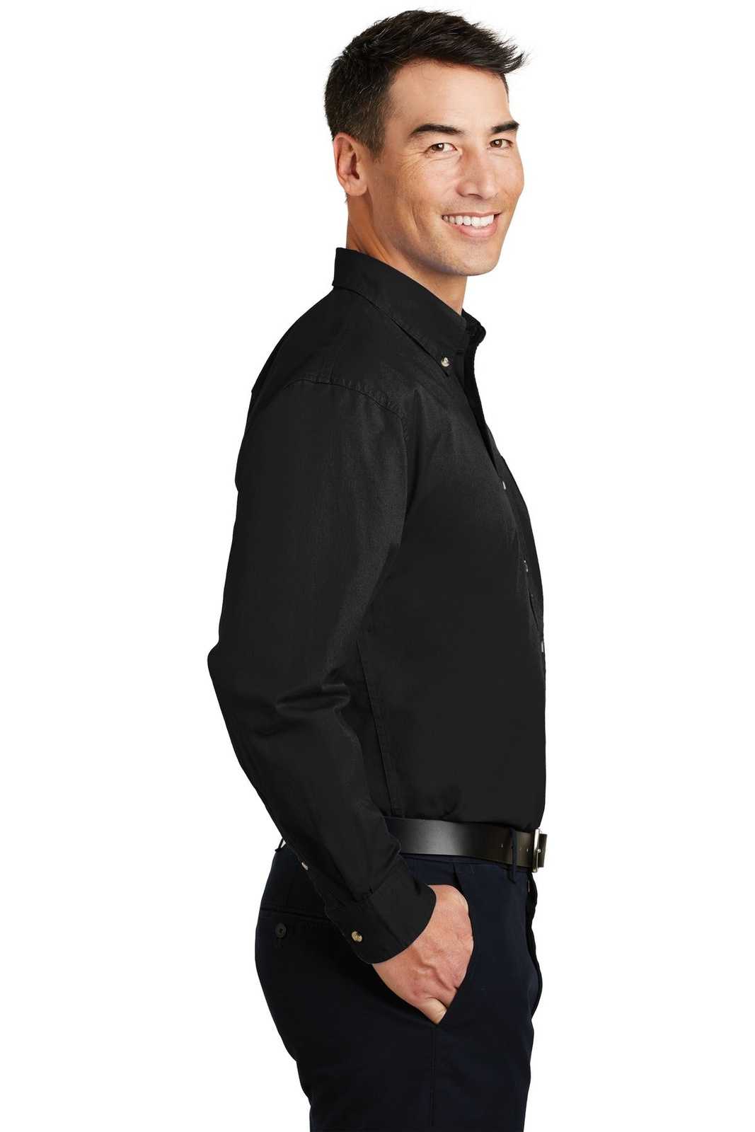 Port Authority S600T Long Sleeve Twill Shirt - Black - HIT a Double - 3
