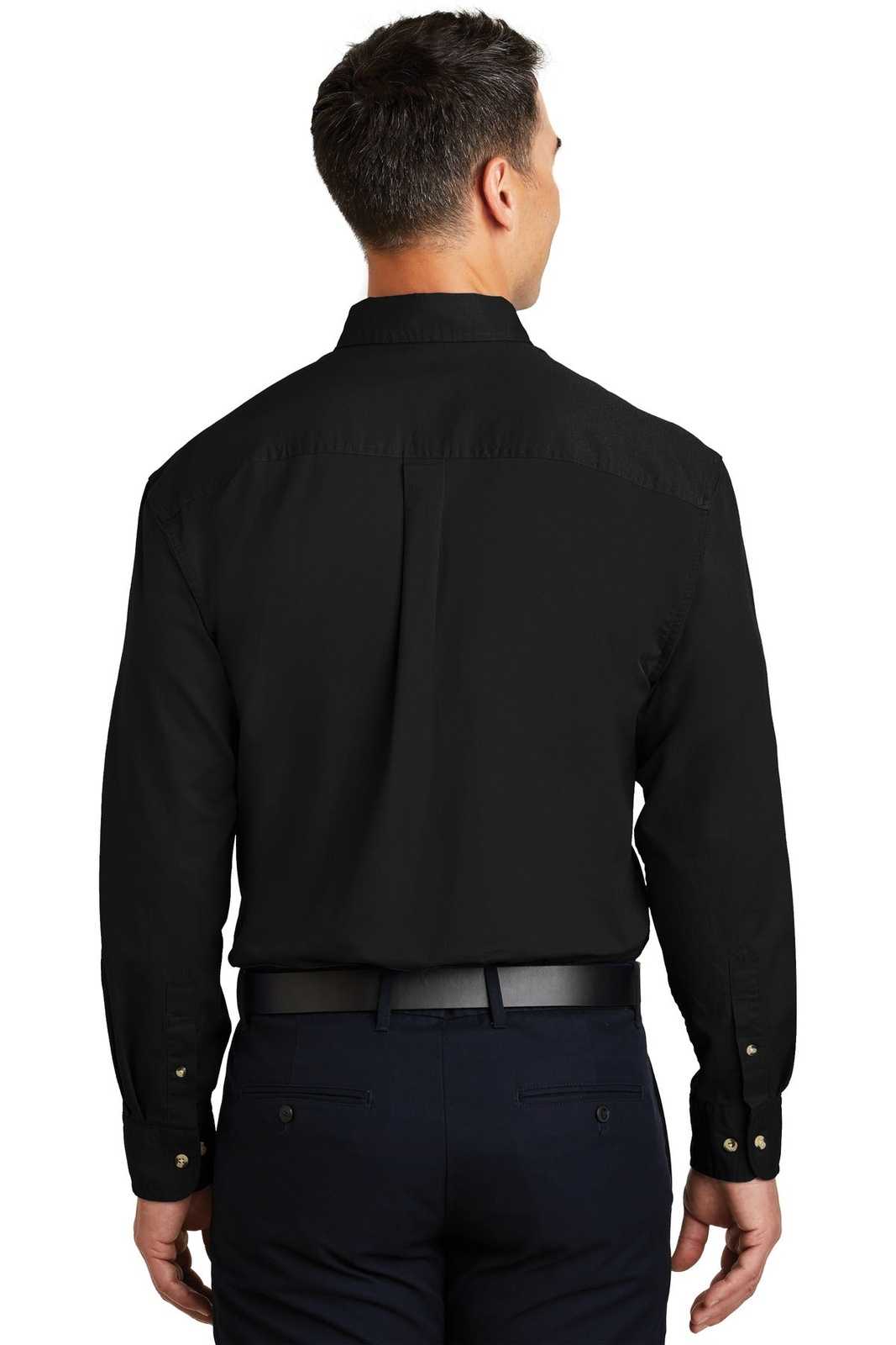 Port Authority S600T Long Sleeve Twill Shirt - Black - HIT a Double - 2