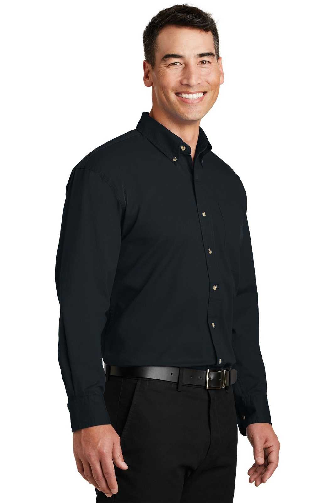 Port Authority S600T Long Sleeve Twill Shirt - Classic Navy - HIT a Double - 4
