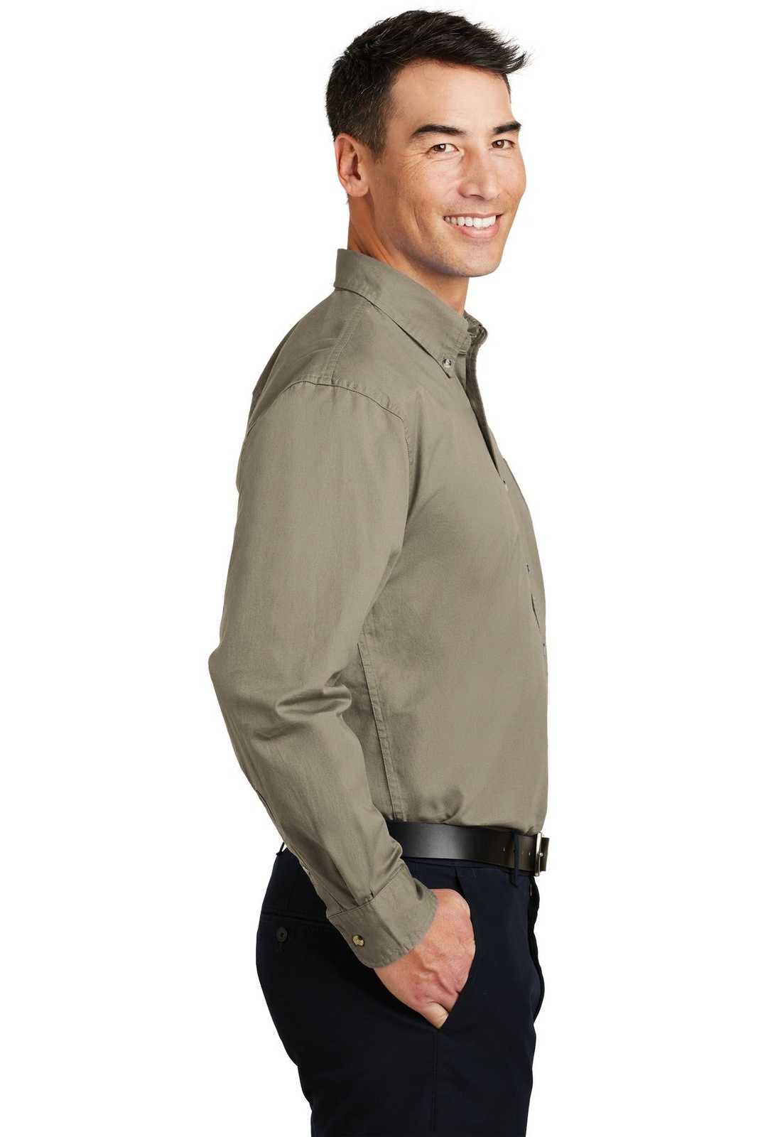 Port Authority S600T Long Sleeve Twill Shirt - Khaki - HIT a Double - 3
