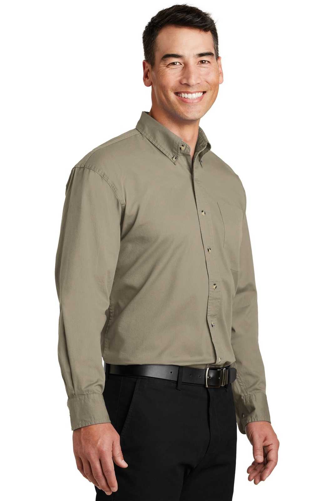 Port Authority S600T Long Sleeve Twill Shirt - Khaki - HIT a Double - 4