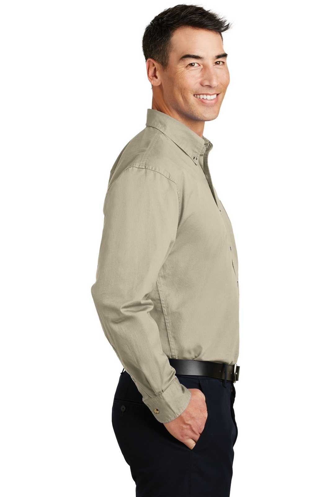 Port Authority S600T Long Sleeve Twill Shirt - Stone - HIT a Double - 3