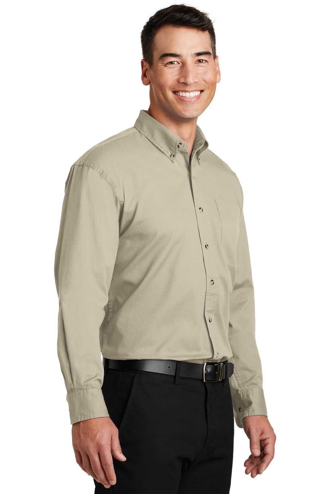 Port Authority S600T Long Sleeve Twill Shirt - Stone - HIT a Double - 4