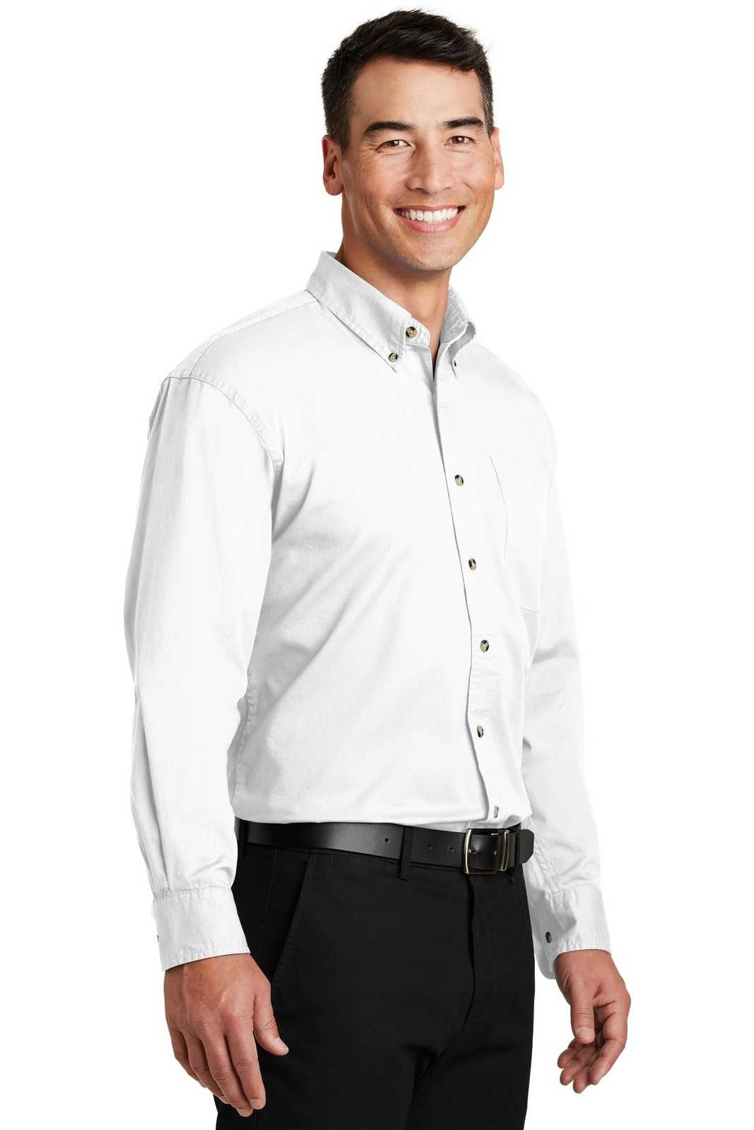 Port Authority S600T Long Sleeve Twill Shirt - White - HIT a Double - 4