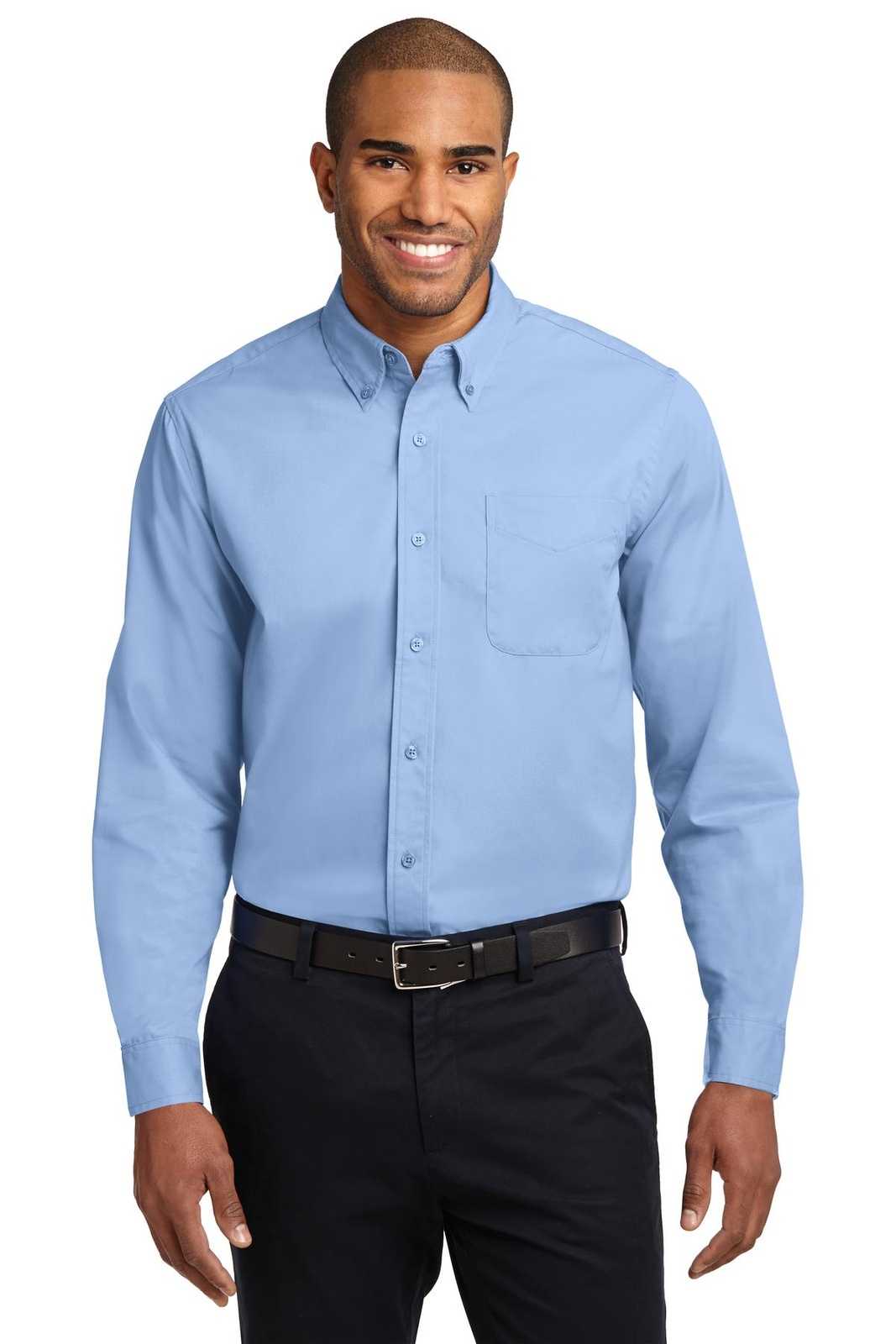 Port Authority S608ES Extended Size Long Sleeve Easy Care Shirt - Light Blue Light Stone - HIT a Double - 1