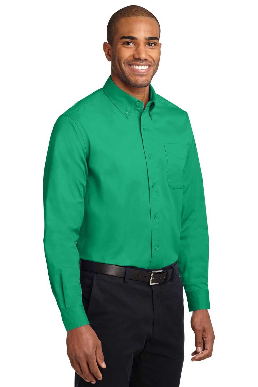 Port Authority S608ES Extended Size Long Sleeve Easy Care Shirt - Court Green - HIT a Double - 4