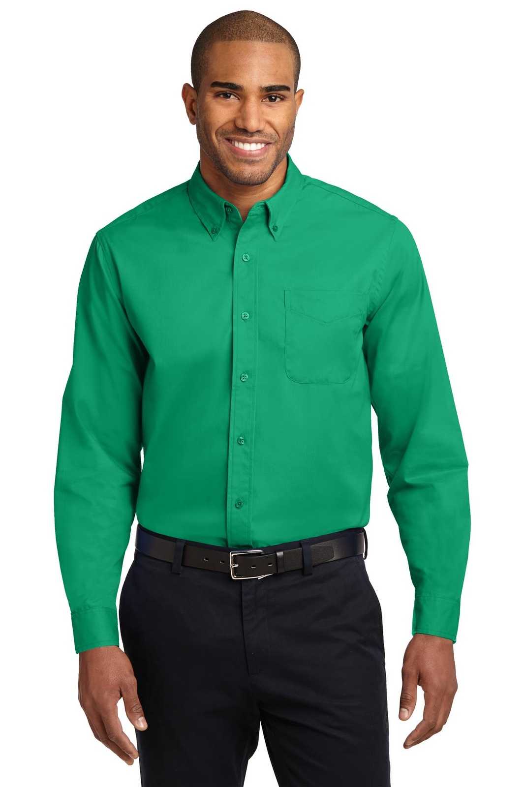 Port Authority S608ES Extended Size Long Sleeve Easy Care Shirt - Court Green - HIT a Double - 1