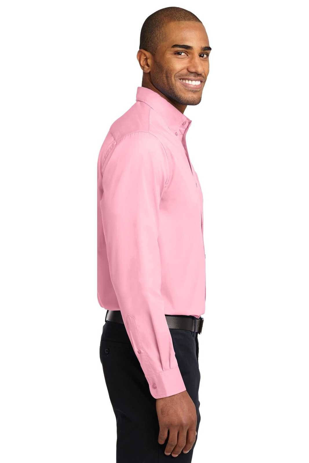 Port Authority S608ES Extended Size Long Sleeve Easy Care Shirt - Light Pink - HIT a Double - 3