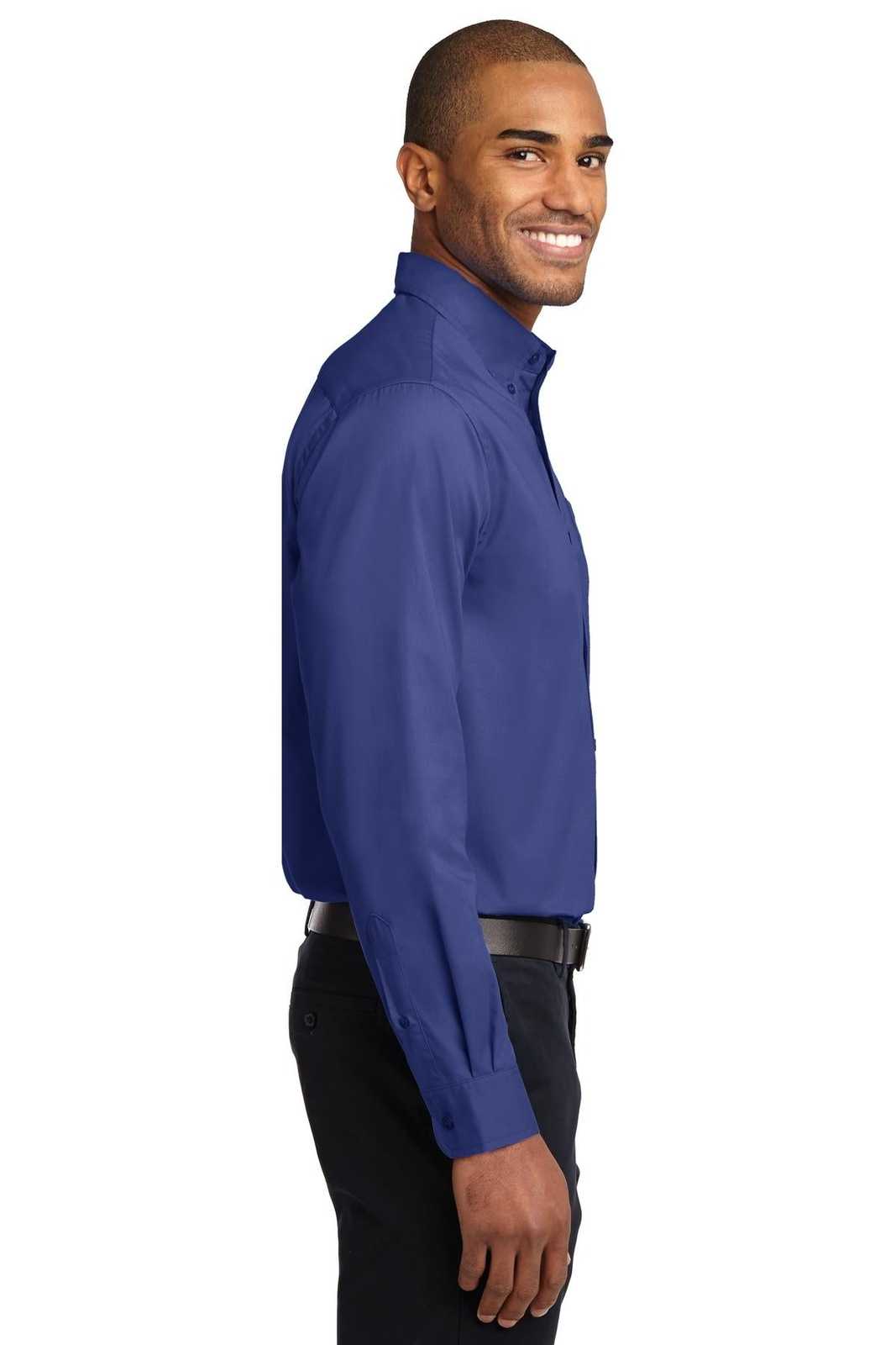 Port Authority S608ES Extended Size Long Sleeve Easy Care Shirt - Mediterranean Blue - HIT a Double - 1