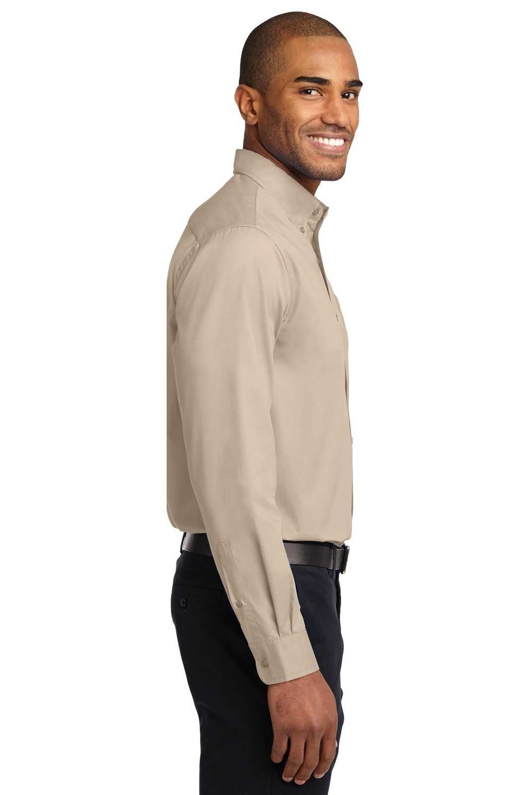 Port Authority S608ES Extended Size Long Sleeve Easy Care Shirt - Stone - HIT a Double - 3