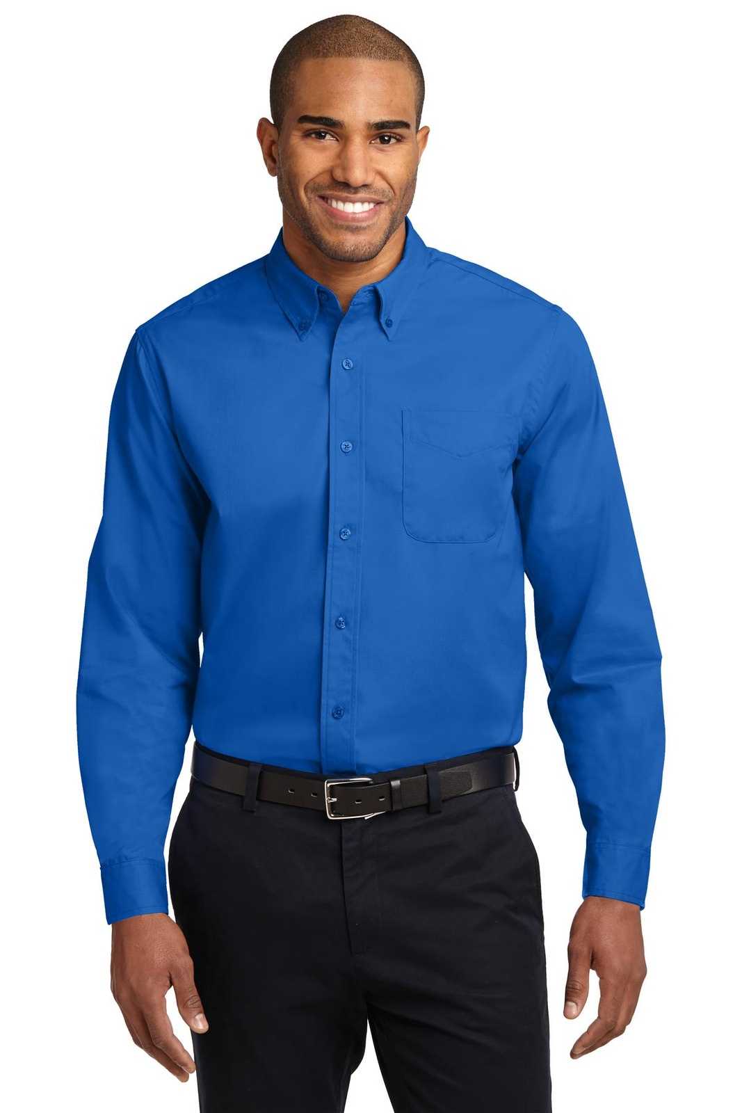 Port Authority S608ES Extended Size Long Sleeve Easy Care Shirt - Strong Blue - HIT a Double - 1