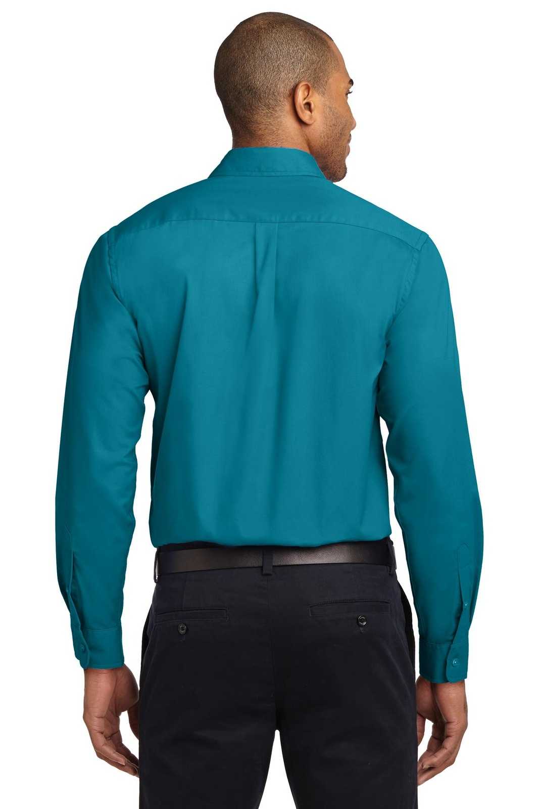 Port Authority S608ES Extended Size Long Sleeve Easy Care Shirt - Teal Green - HIT a Double - 2