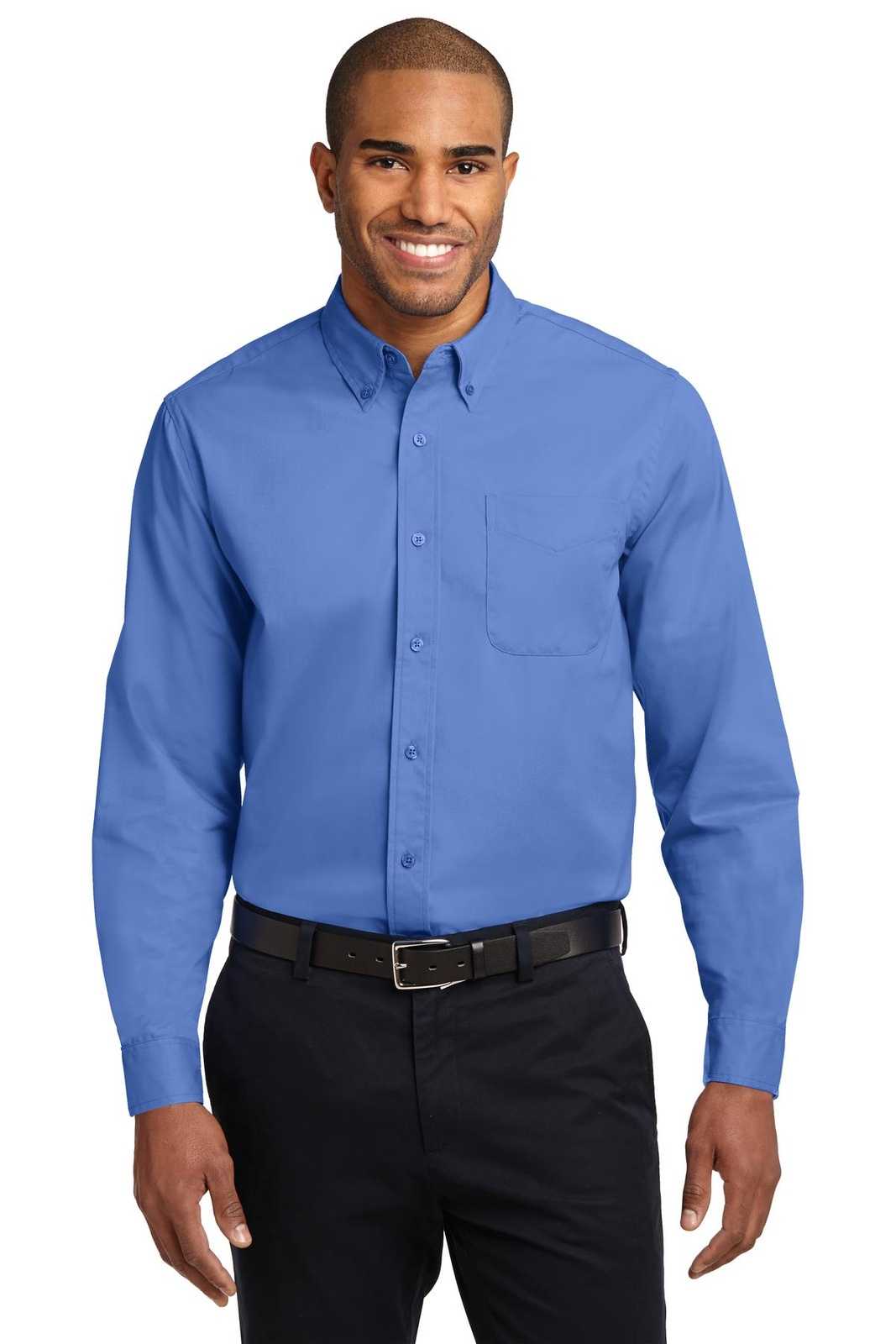 Port Authority S608ES Extended Size Long Sleeve Easy Care Shirt - Ultramarine Blue - HIT a Double - 1
