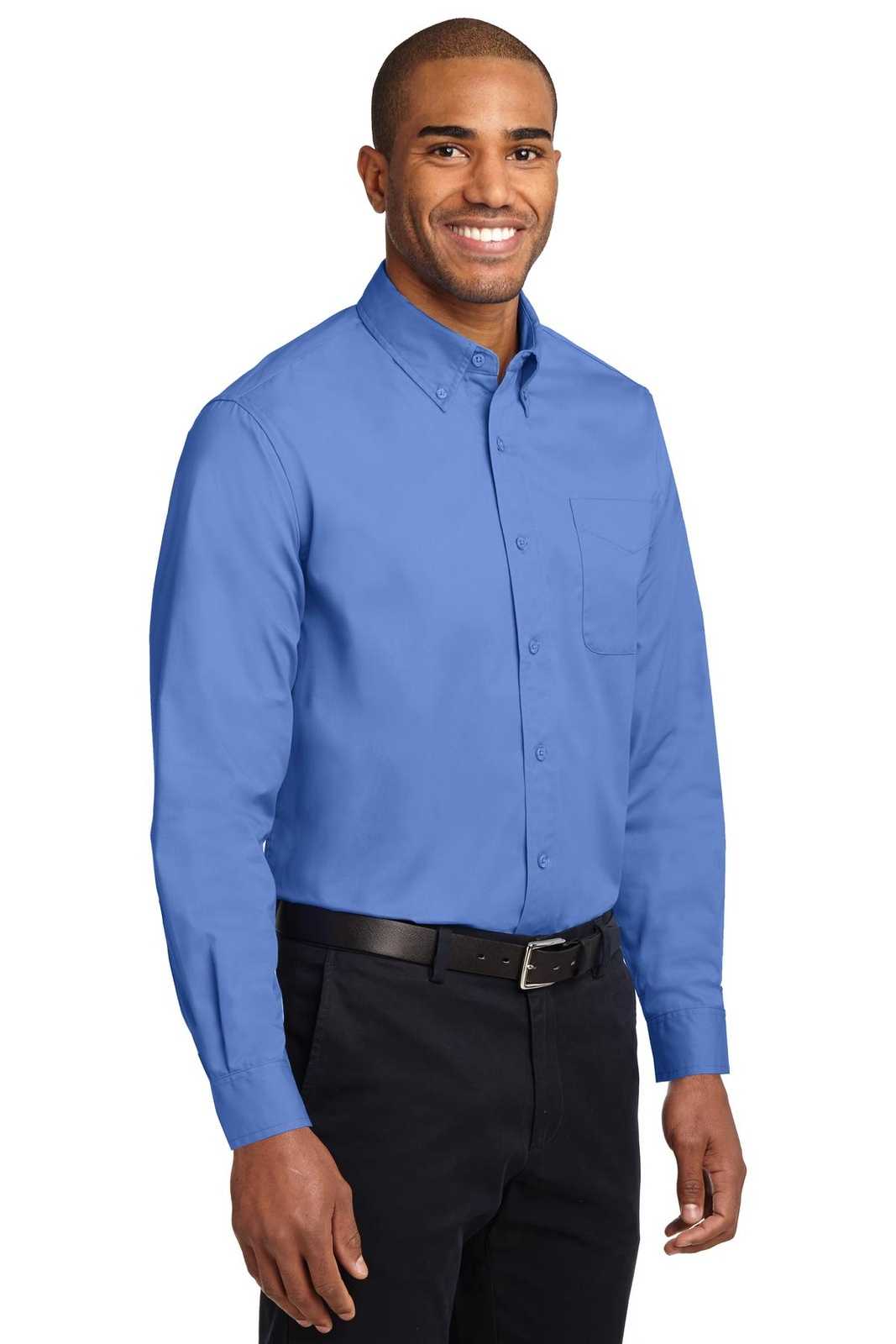 Port Authority S608ES Extended Size Long Sleeve Easy Care Shirt - Ultramarine Blue - HIT a Double - 4