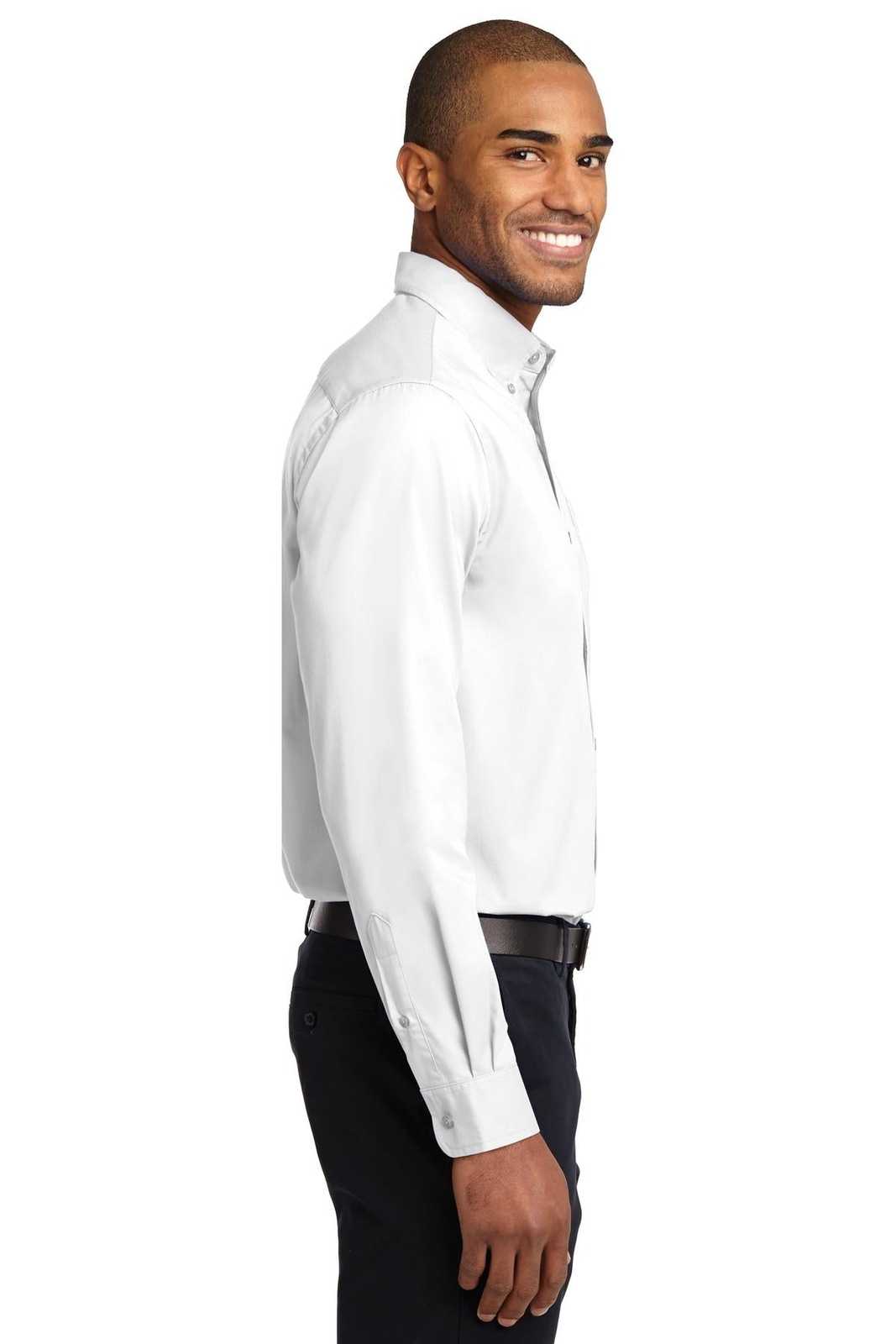 Port Authority S608ES Extended Size Long Sleeve Easy Care Shirt - White Light Stone - HIT a Double - 3