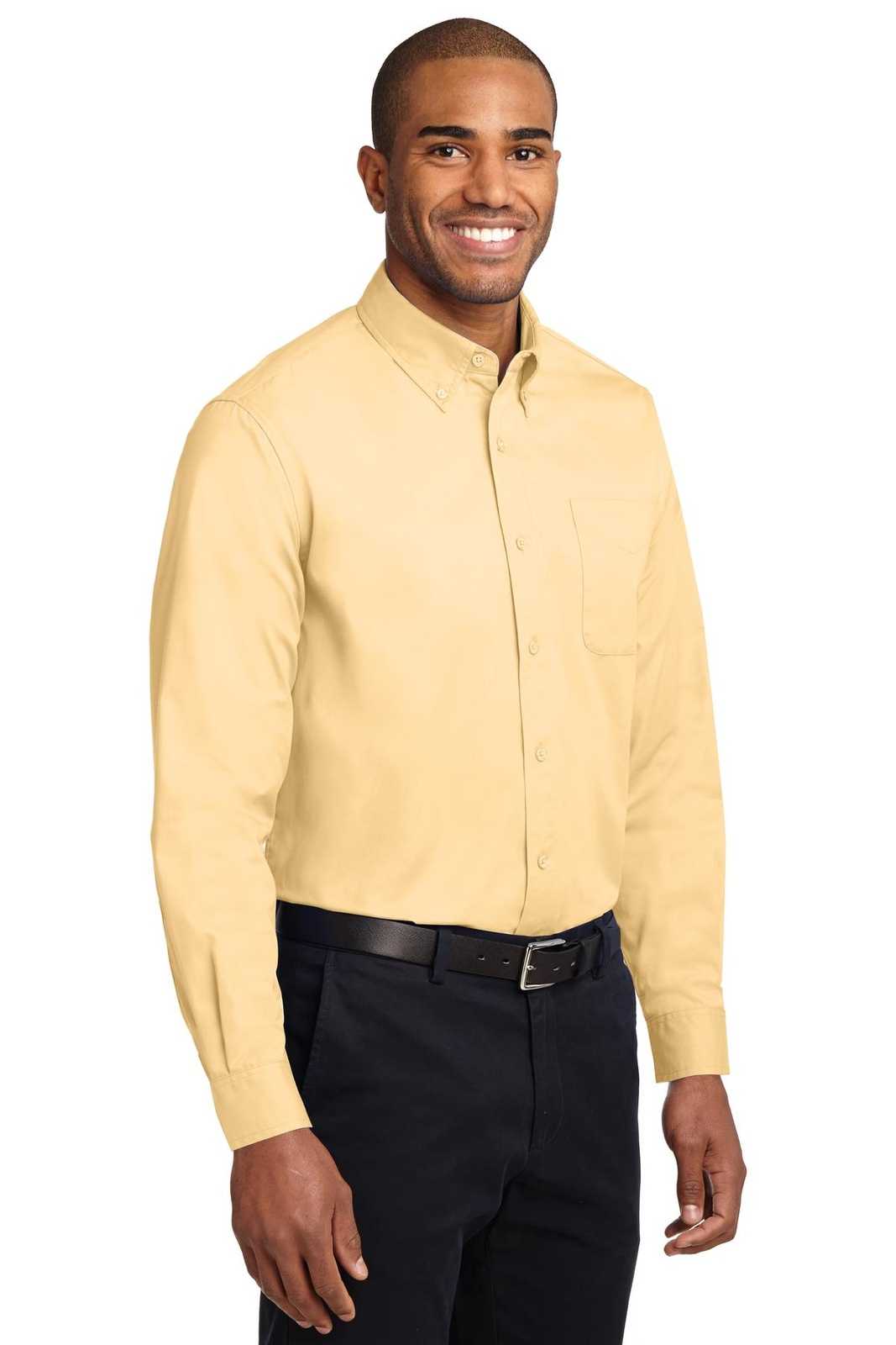 Port Authority S608ES Extended Size Long Sleeve Easy Care Shirt - Yellow - HIT a Double - 4