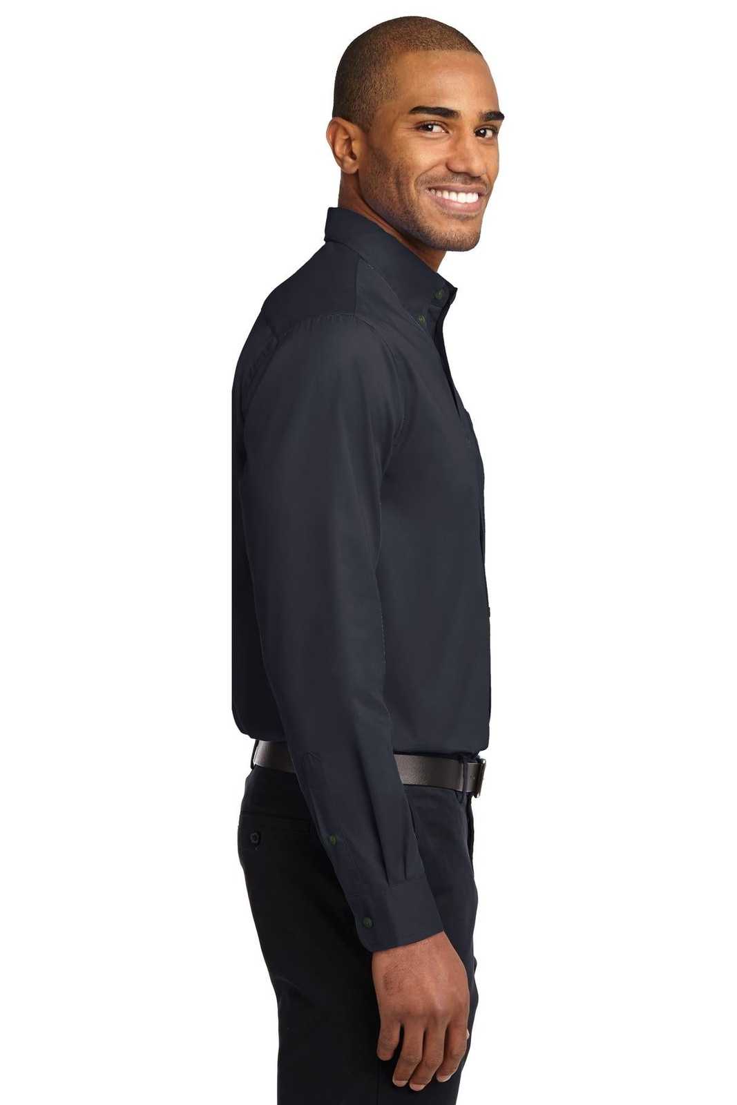 Port Authority S608 Long Sleeve Easy Care Shirt - Classic Navy Light Stone - HIT a Double - 3