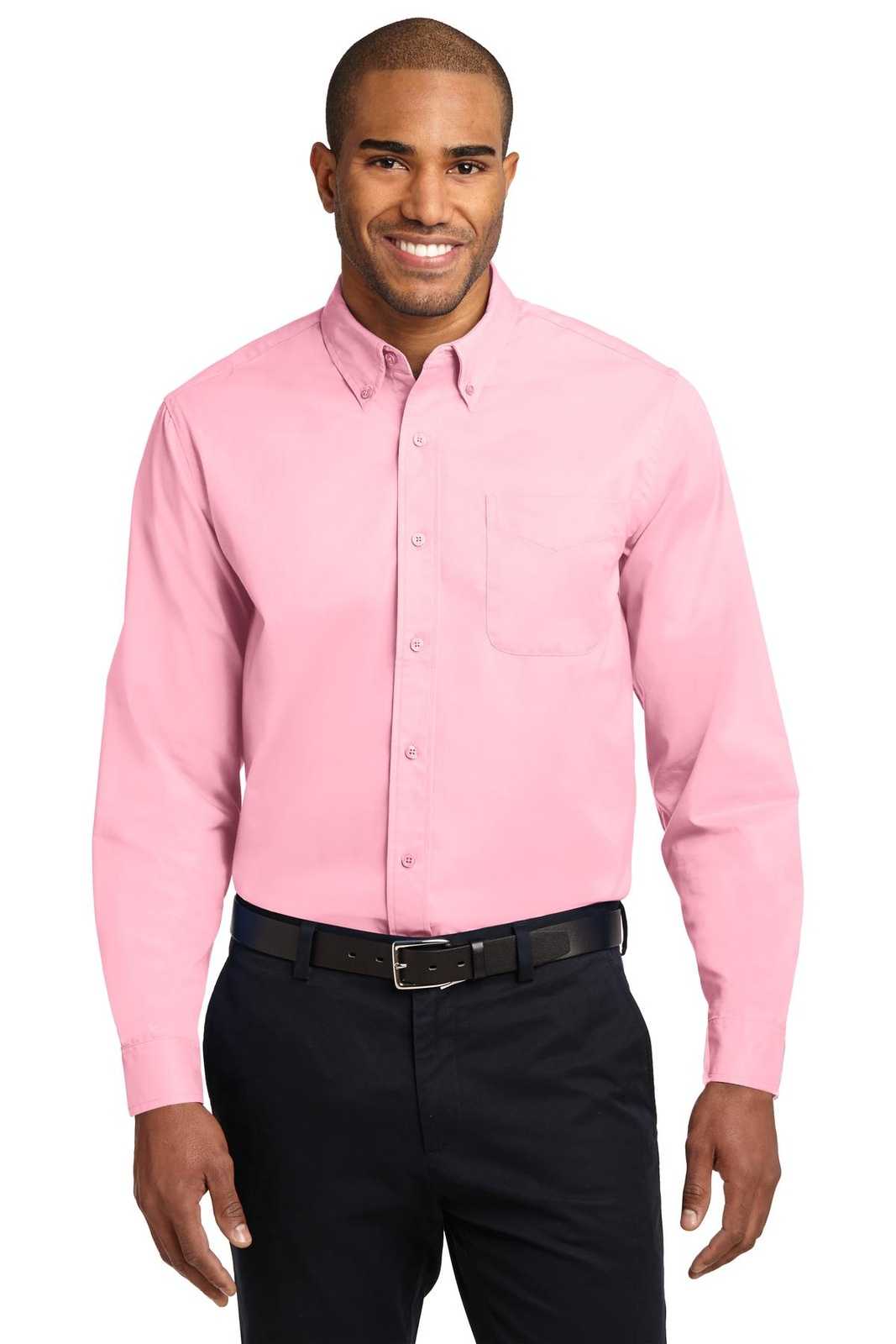 Port Authority S608 Long Sleeve Easy Care Shirt - Light Pink - HIT a Double - 1