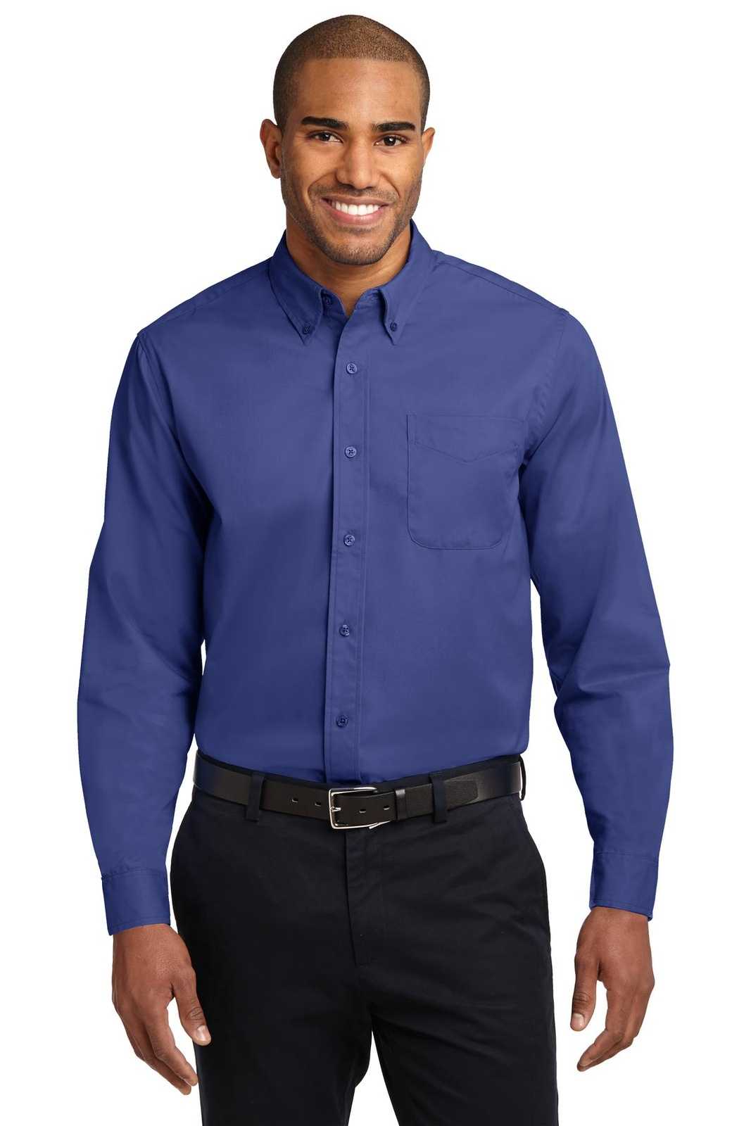 Port Authority S608 Long Sleeve Easy Care Shirt - Mediterranean Blue - HIT a Double - 1