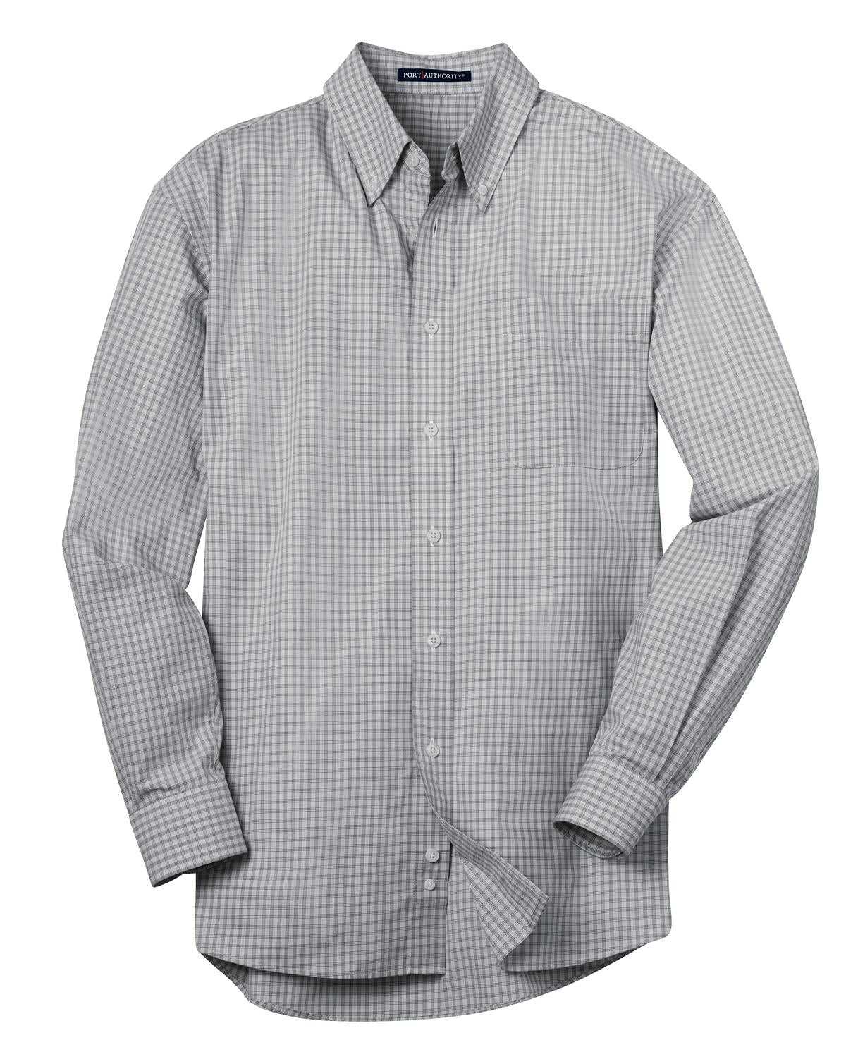 Port Authority S639 Plaid Pattern Easy Care Shirt - Charcoal - HIT a Double - 5