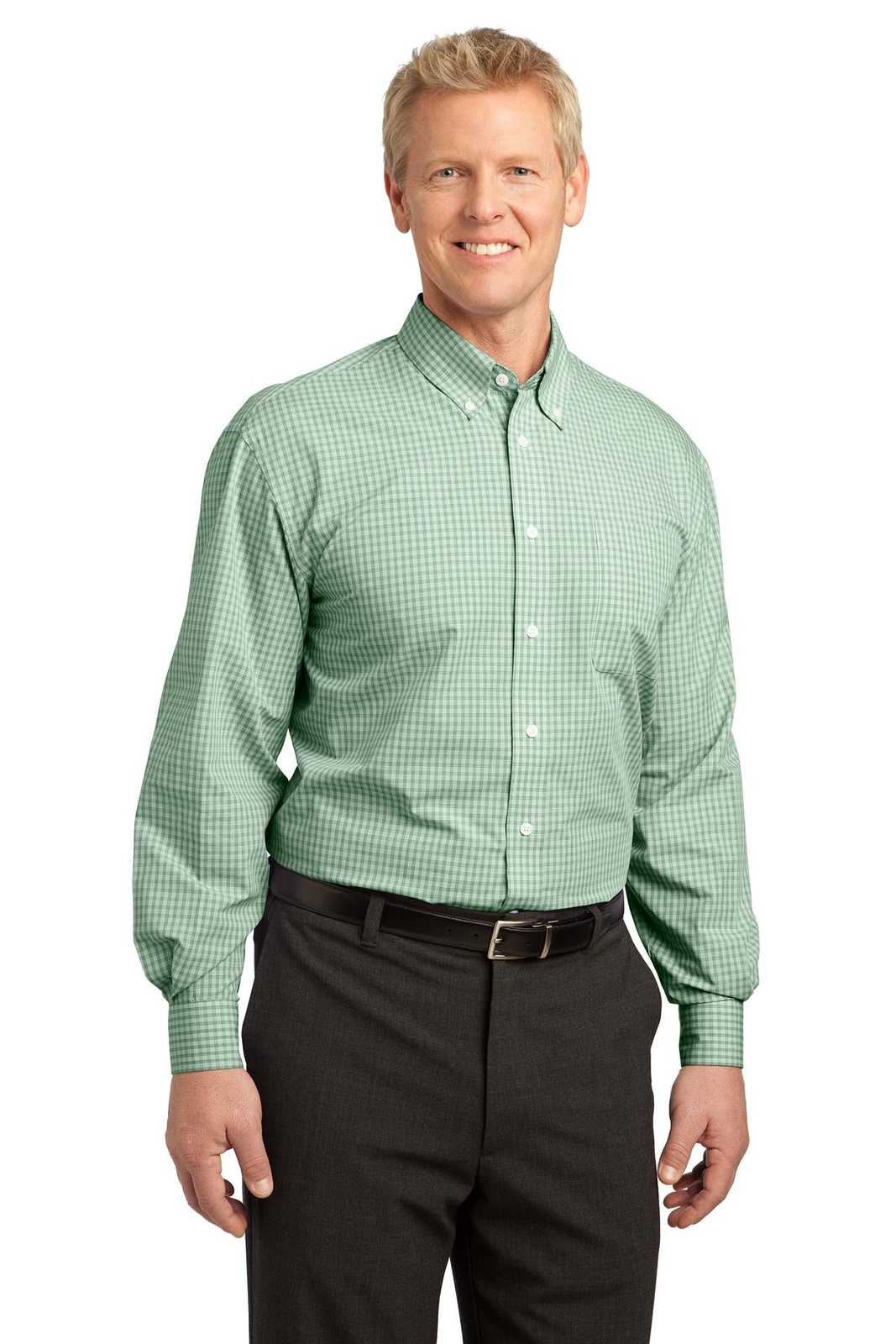 Port Authority S639 Plaid Pattern Easy Care Shirt - Green - HIT a Double - 4